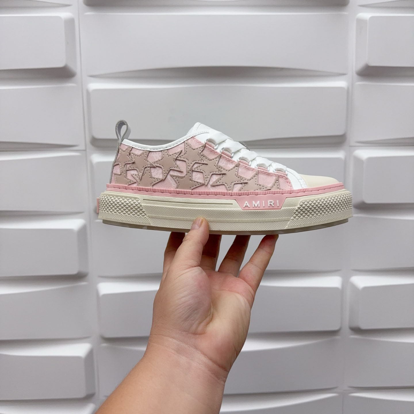 Amiri Stars Low-Top Canvas Platform Sneakers - FashionPlug