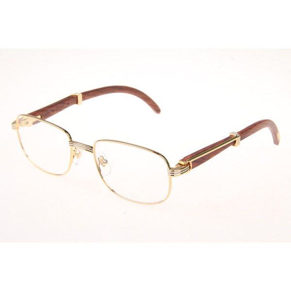 Cartier CT 7381148 Wood Eyeglasses In Gold - FashionPlug