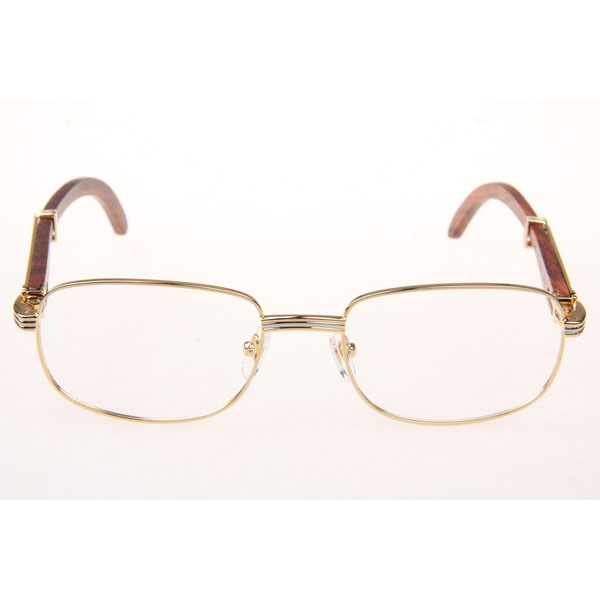 Cartier CT 7381148 Wood Eyeglasses In Gold - FashionPlug
