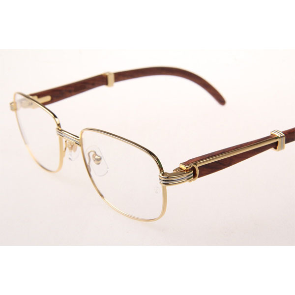 Cartier CT 7381148 Wood Eyeglasses In Gold - FashionPlug