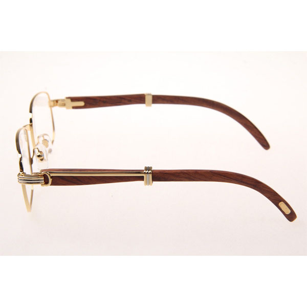 Cartier CT 7381148 Wood Eyeglasses In Gold - FashionPlug