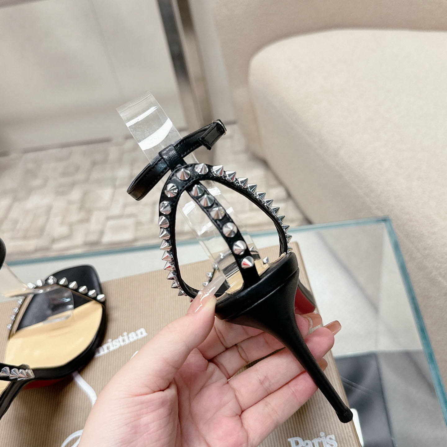 Christian Louboutin So Me Embellished Leather Sandals - FashionPlug