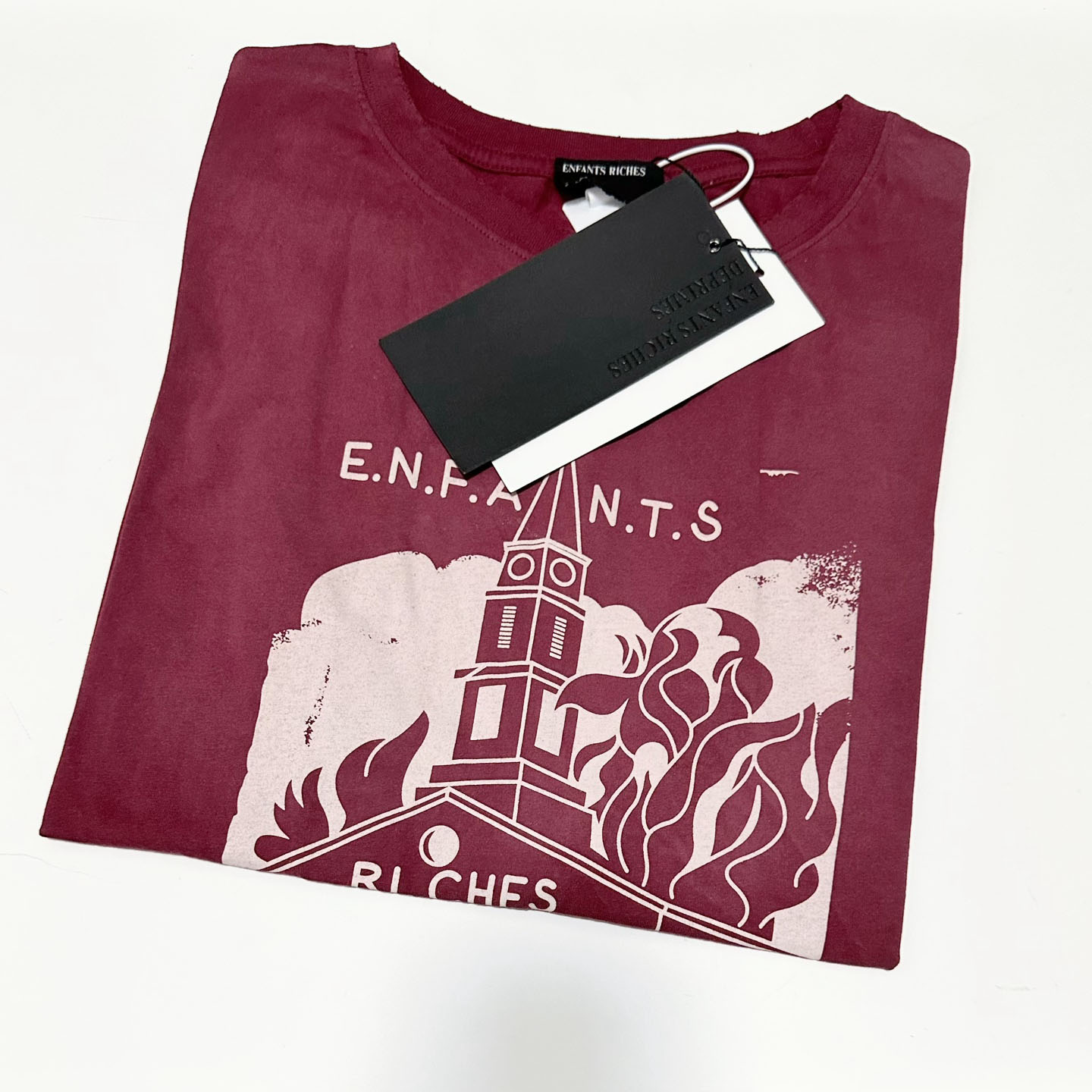 Enfants Riches Déprimés Burning Church T-Shirt 'Dark Scarlet' - FashionPlug