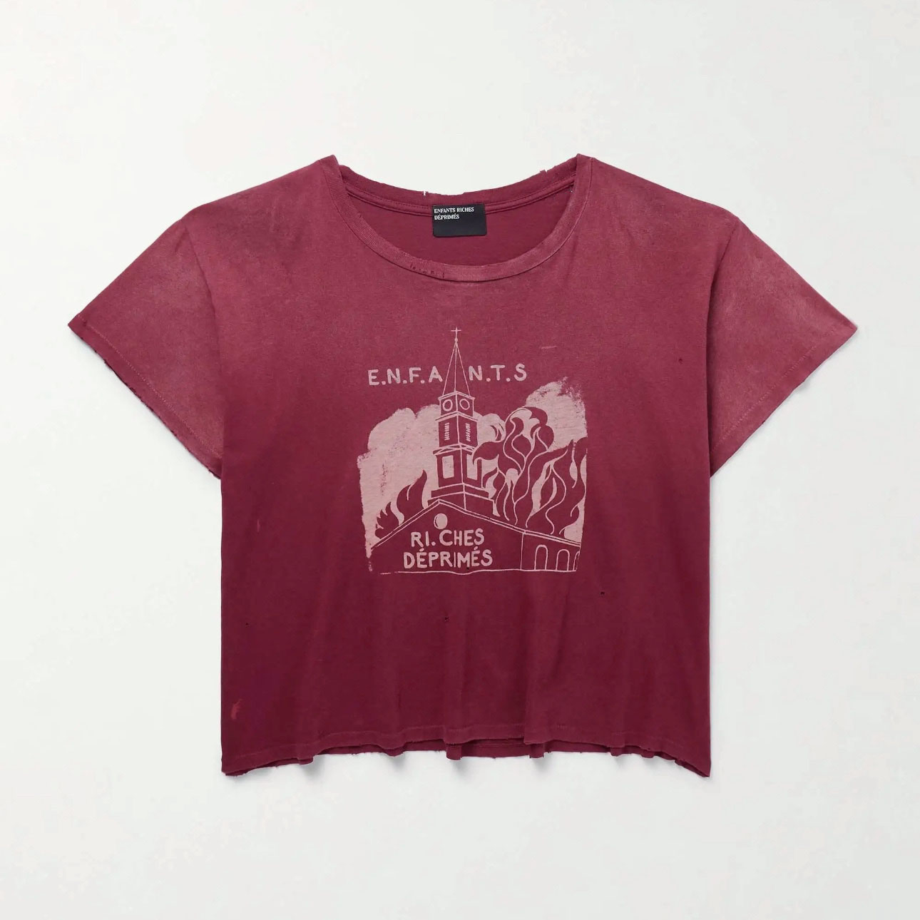 Enfants Riches Déprimés Burning Church T-Shirt 'Dark Scarlet' - FashionPlug