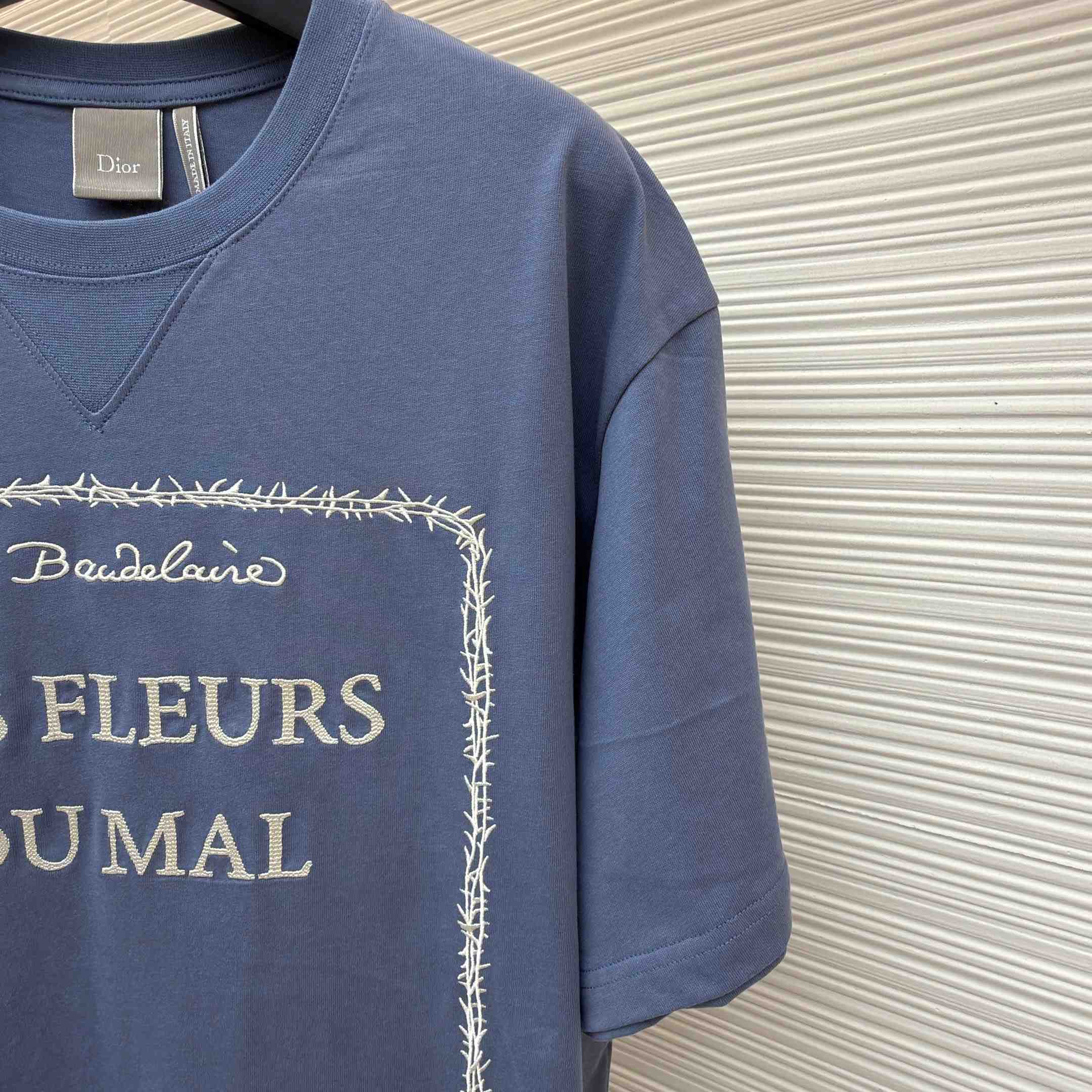 Dior T-Shirt With Book Cover Embroidery, Relaxed Fit - FashionPlug