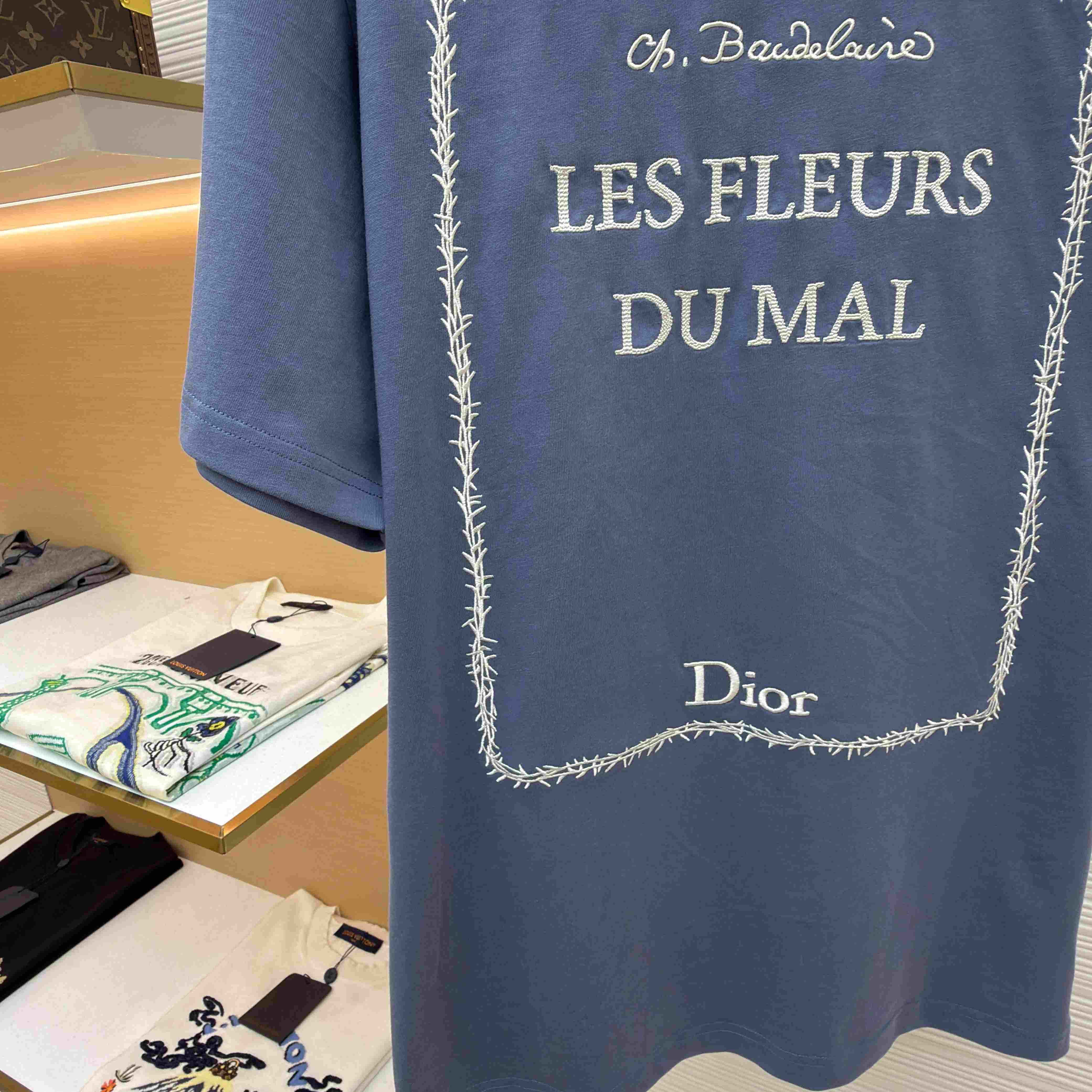 Dior T-Shirt With Book Cover Embroidery, Relaxed Fit - FashionPlug