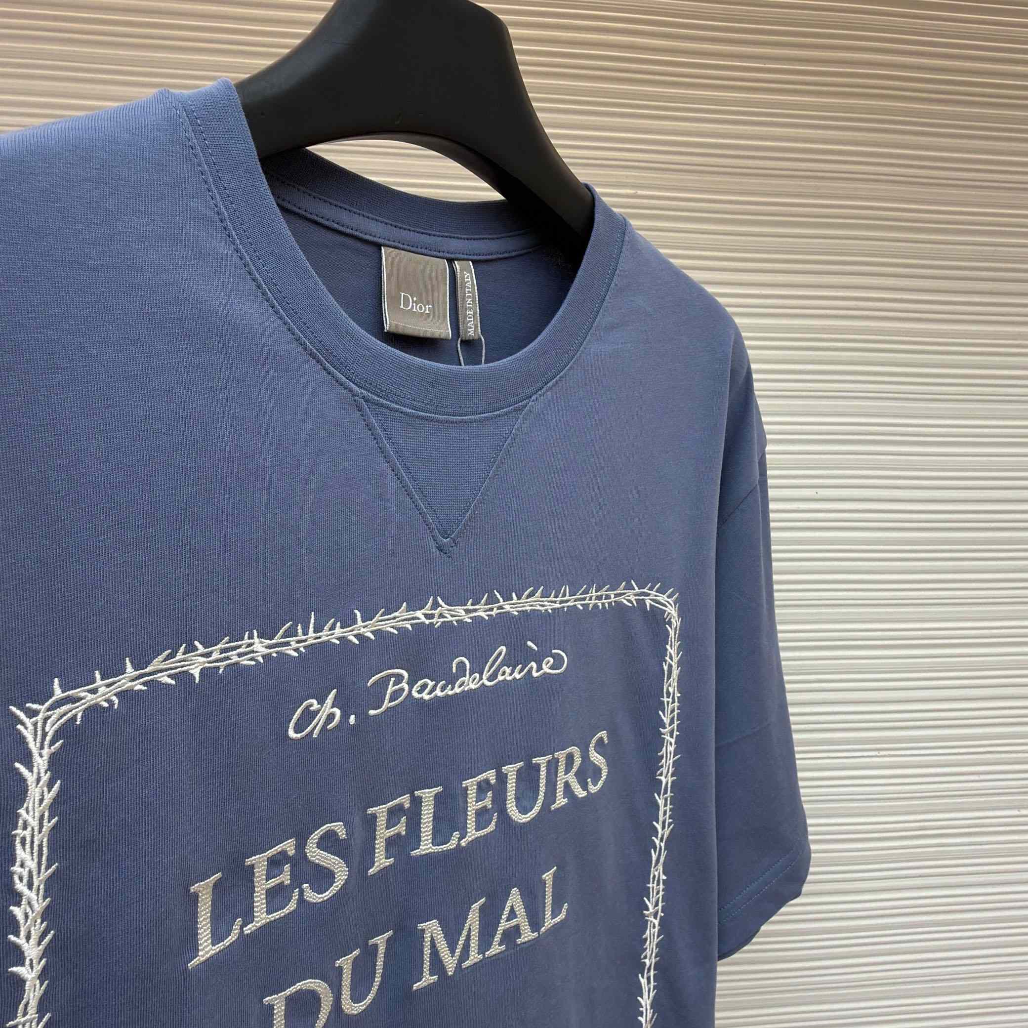 Dior T-Shirt With Book Cover Embroidery, Relaxed Fit - FashionPlug