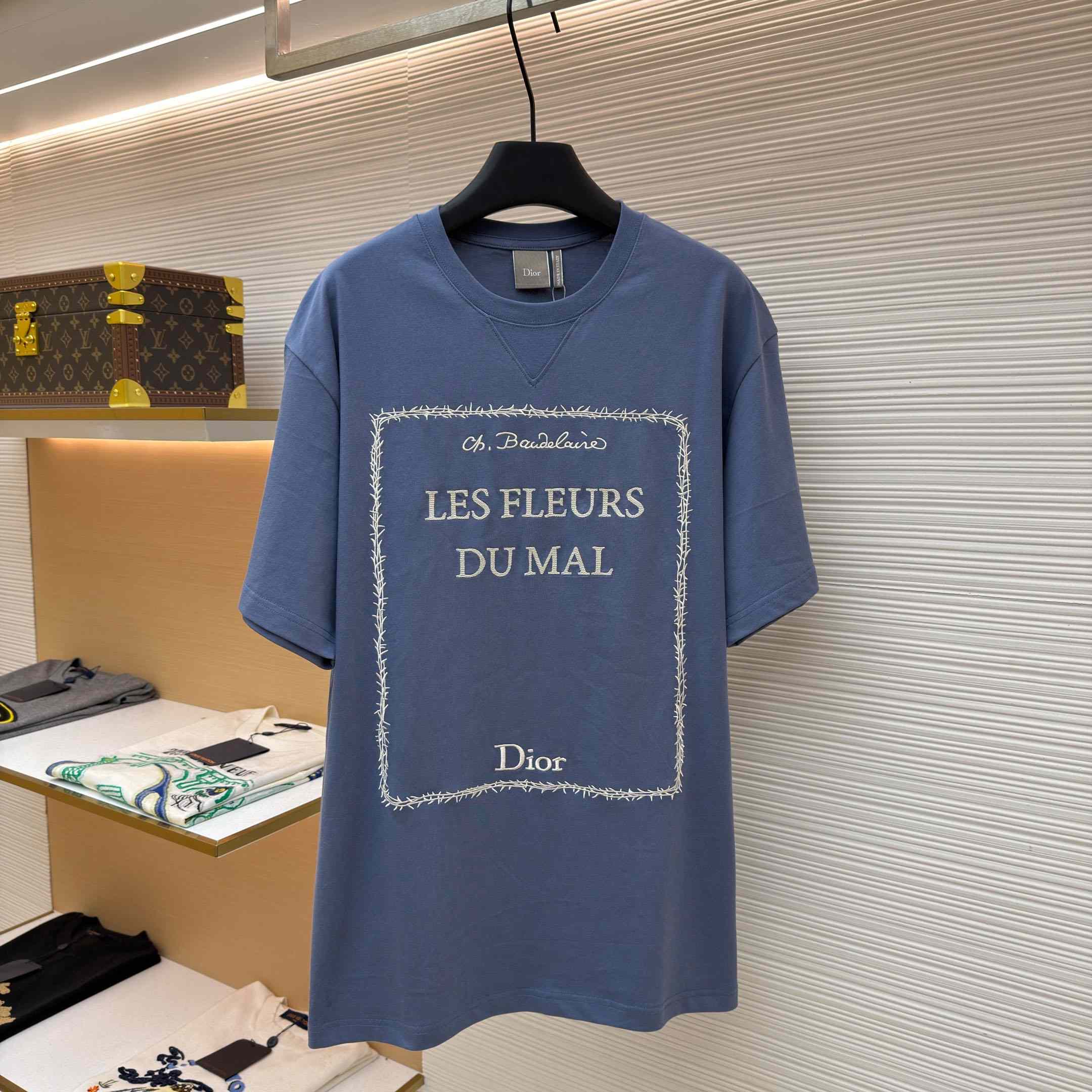 Dior T-Shirt With Book Cover Embroidery, Relaxed Fit - FashionPlug