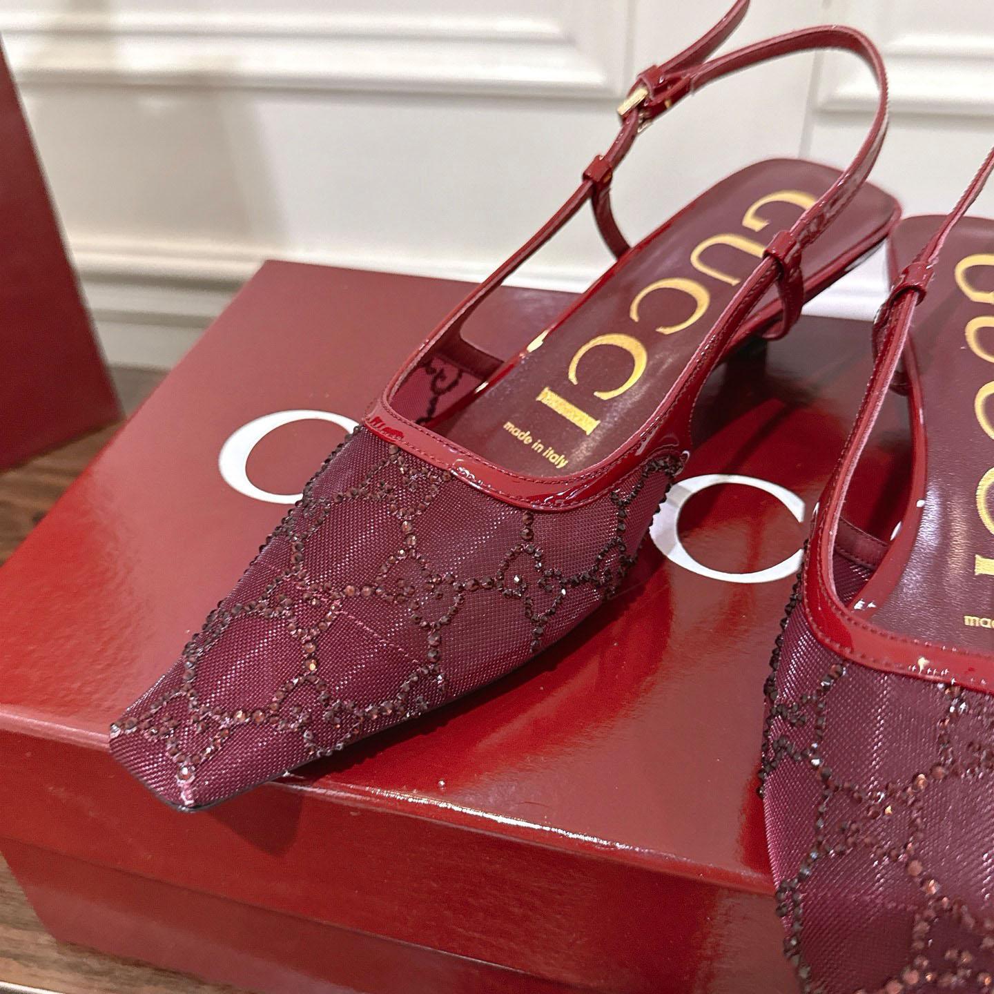 Gucci Women's GG Crystal Slingback Pump - FashionPlug