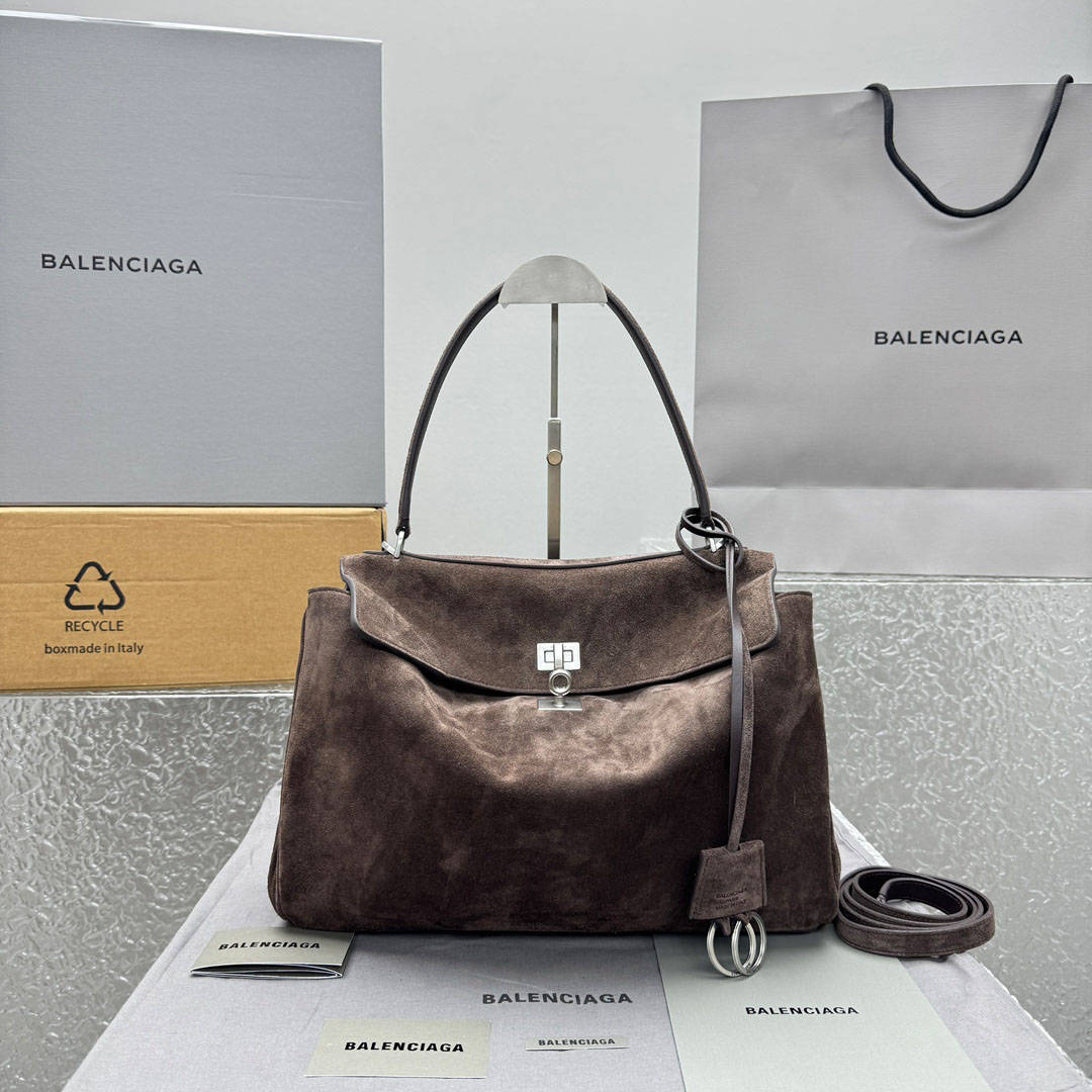 Balenciaga Rodeo Handbag Medium In Light Espresso - FashionPlug