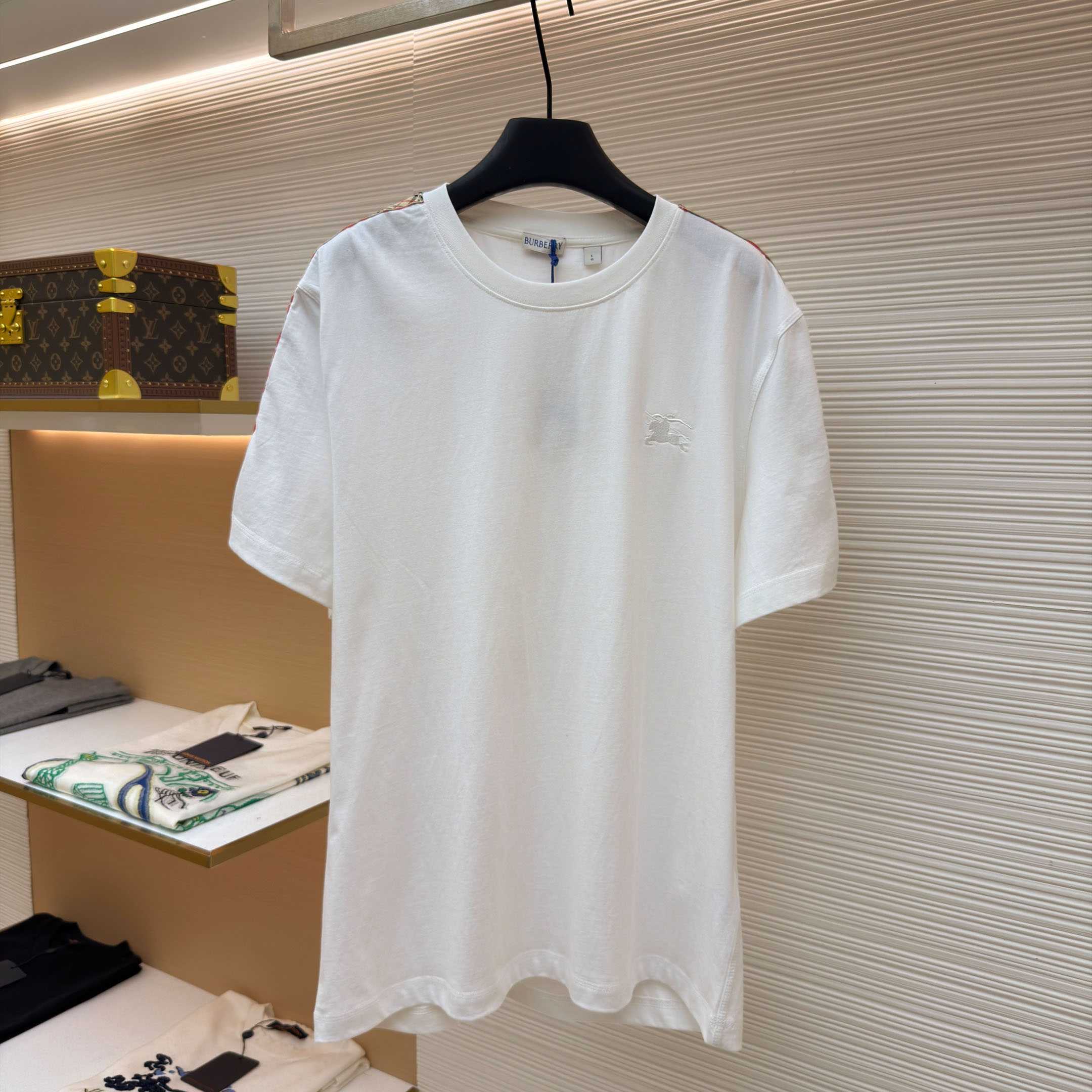 Burberry Check Trim Cotton T-shirt - FashionPlug