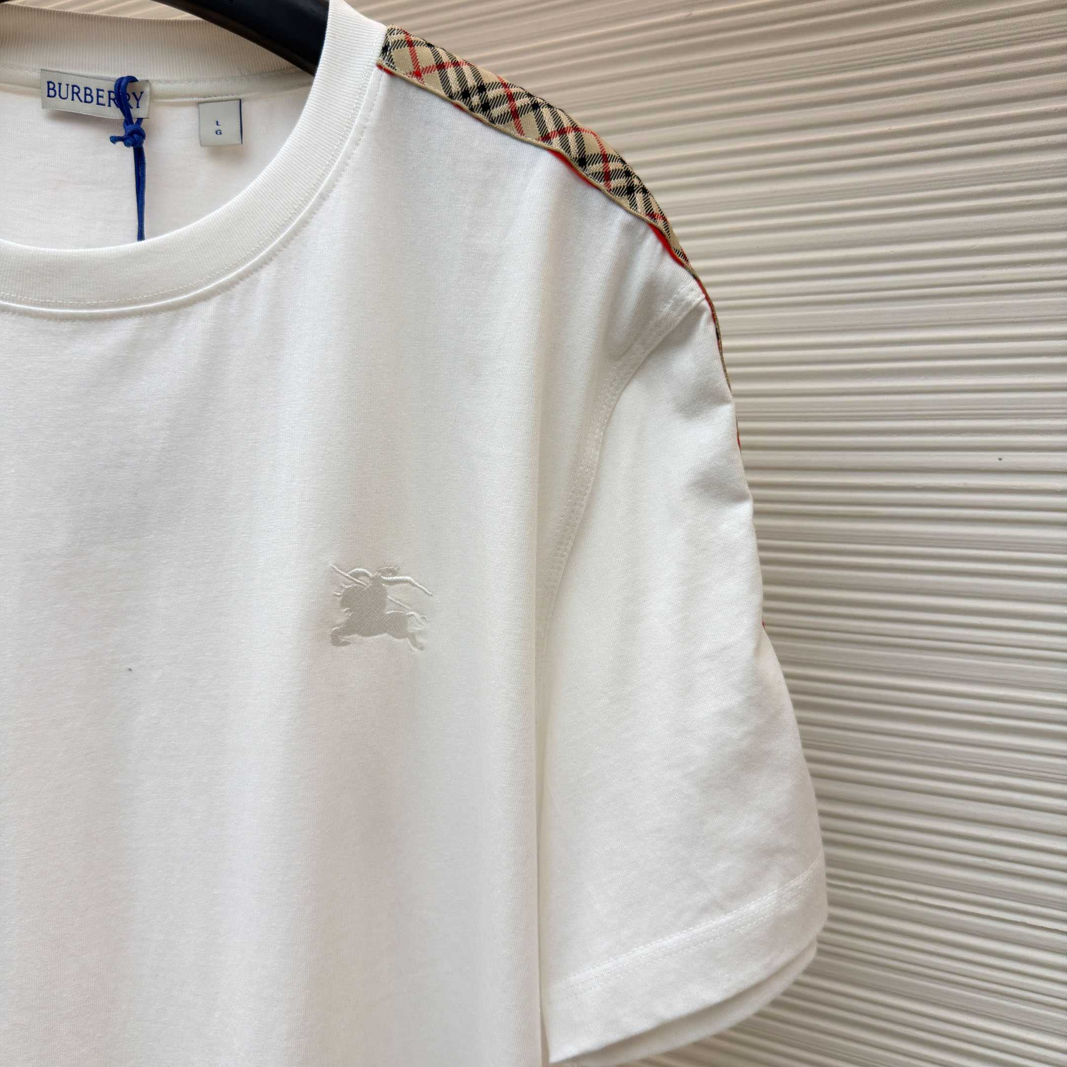 Burberry Check Trim Cotton T-shirt - FashionPlug