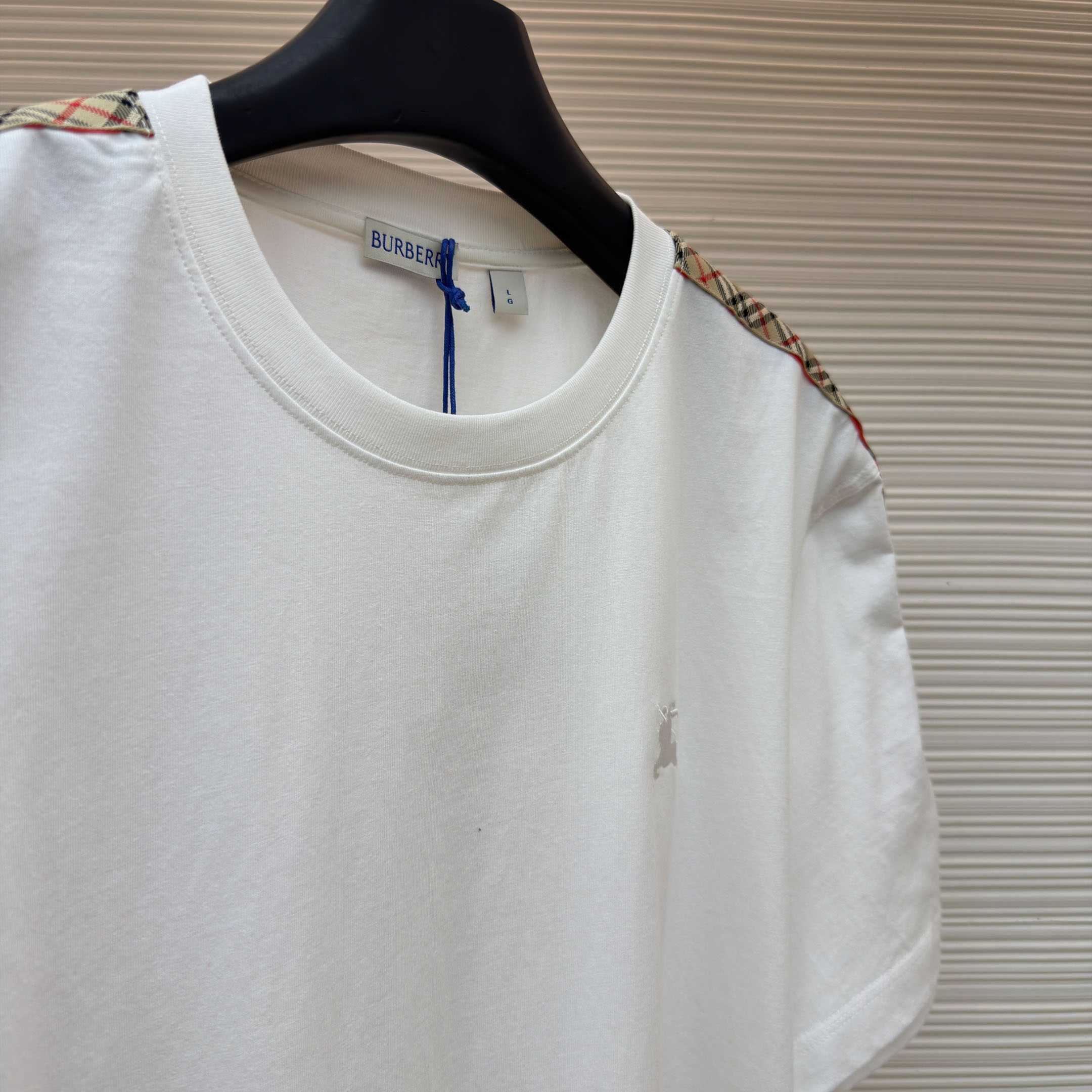 Burberry Check Trim Cotton T-shirt - FashionPlug