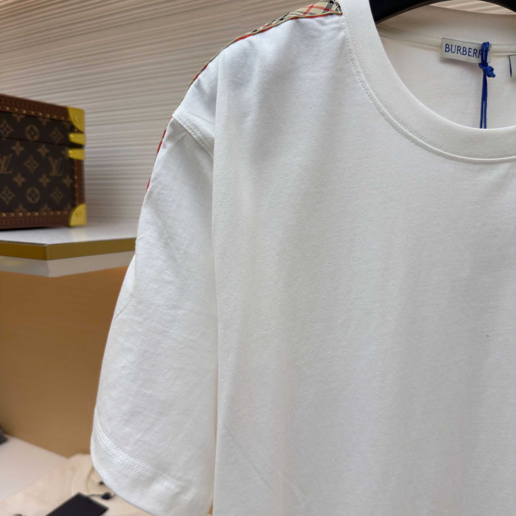 Burberry Check Trim Cotton T-shirt - FashionPlug