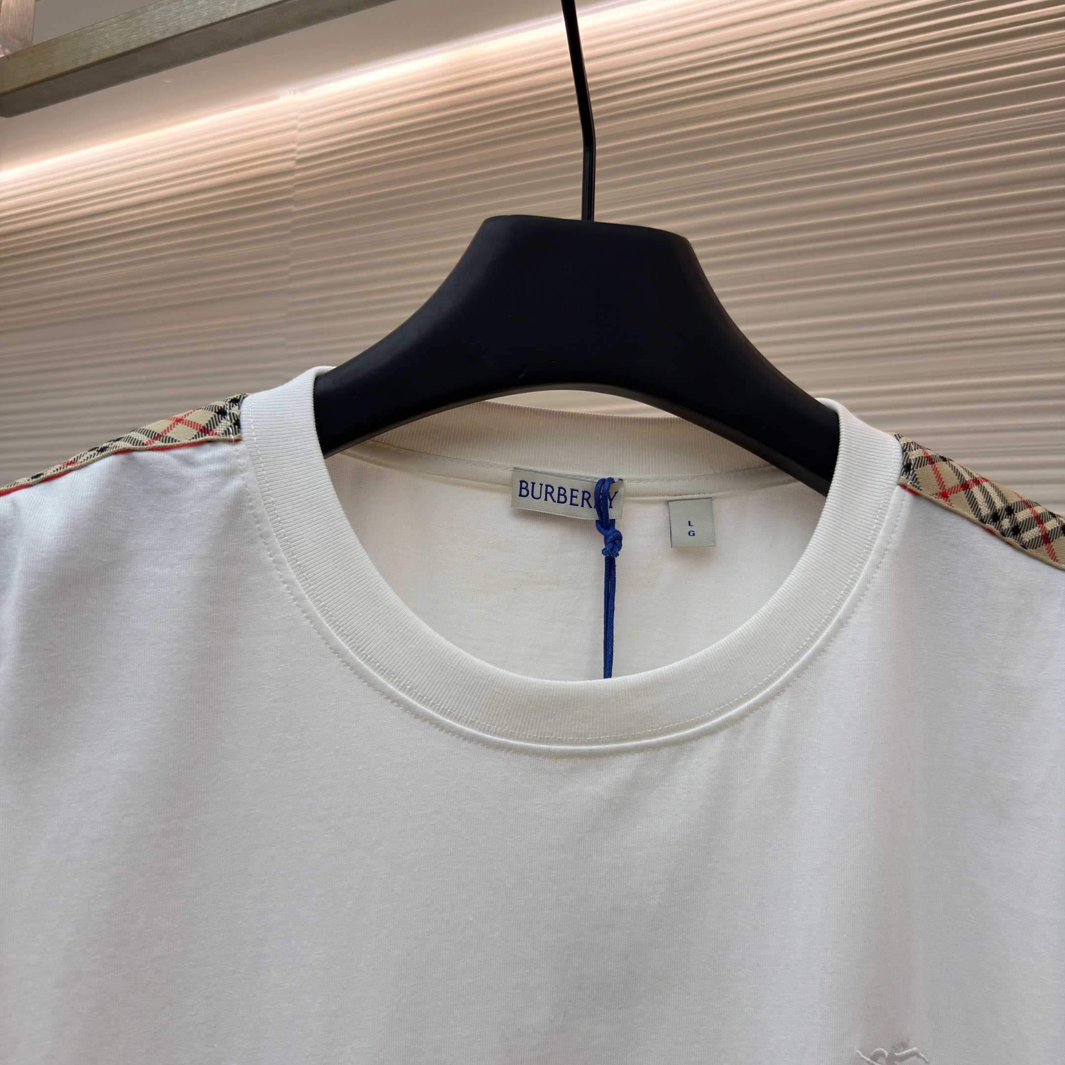 Burberry Check Trim Cotton T-shirt - FashionPlug