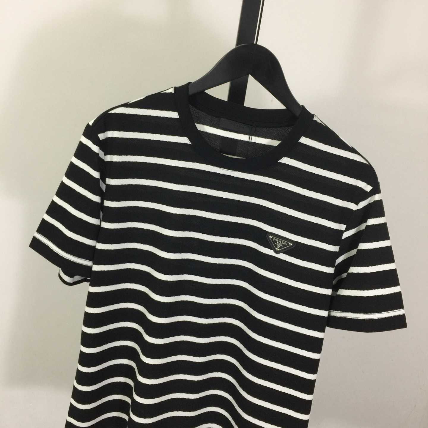 Prada Striped Short Sleeve Cotton T-Shirt - FashionPlug