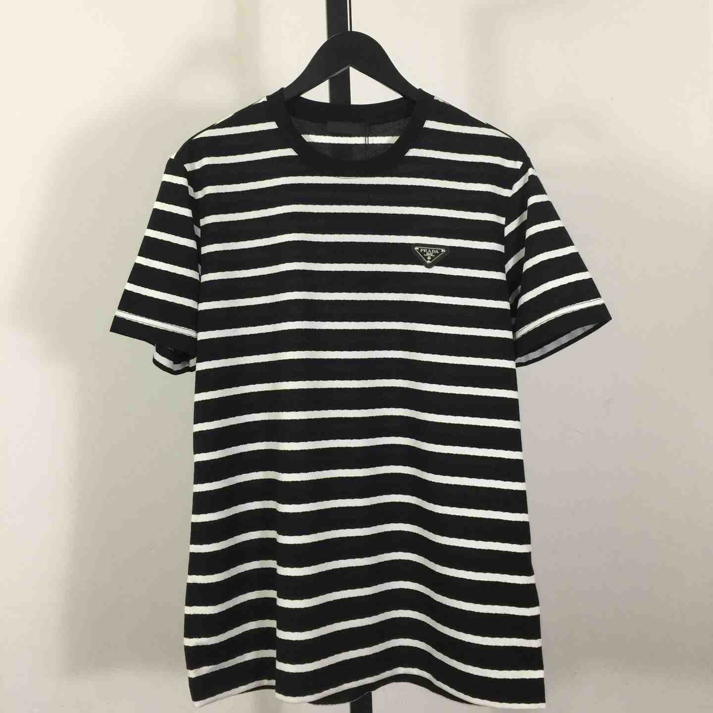 Prada Striped Short Sleeve Cotton T-Shirt - FashionPlug