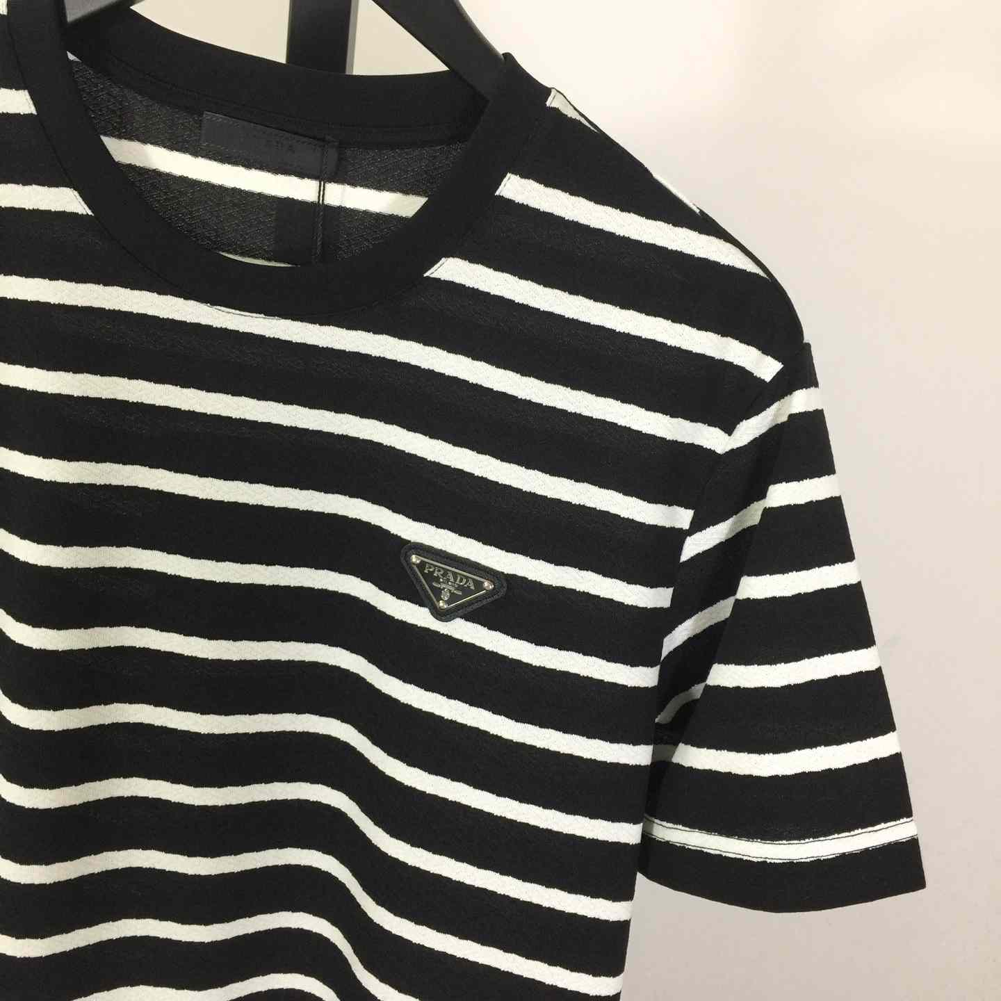 Prada Striped Short Sleeve Cotton T-Shirt - FashionPlug