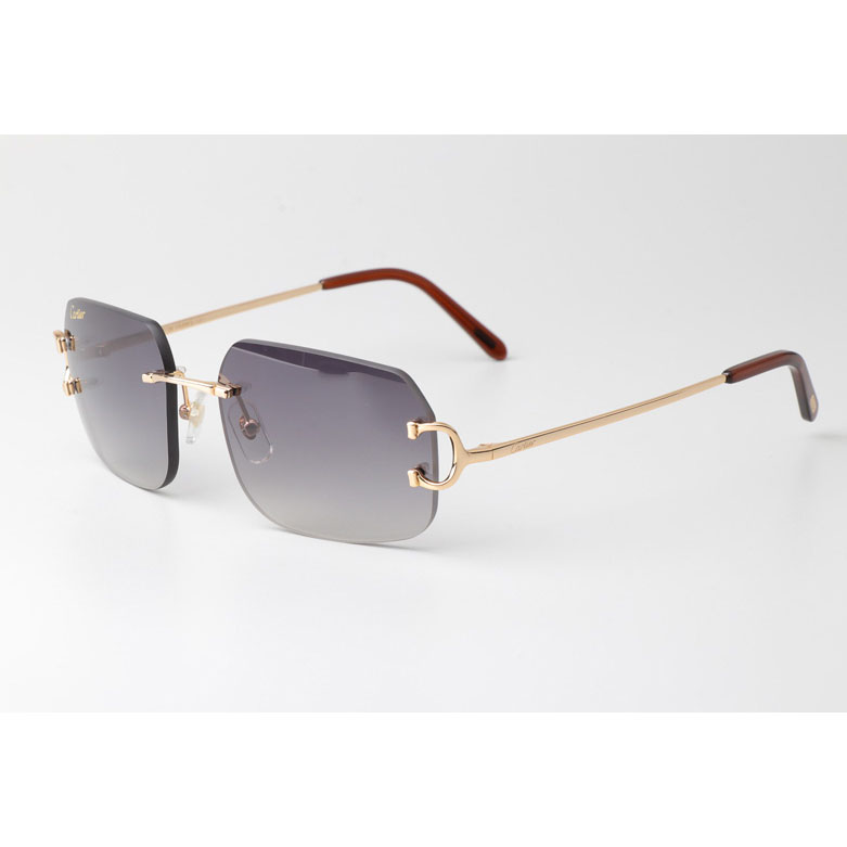 Cartier CT 4193833 Sunglasses Gold Gradient Gray - FashionPlug