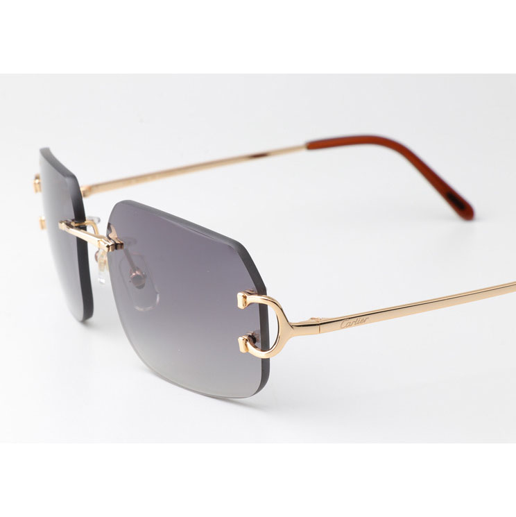 Cartier CT 4193833 Sunglasses Gold Gradient Gray - FashionPlug