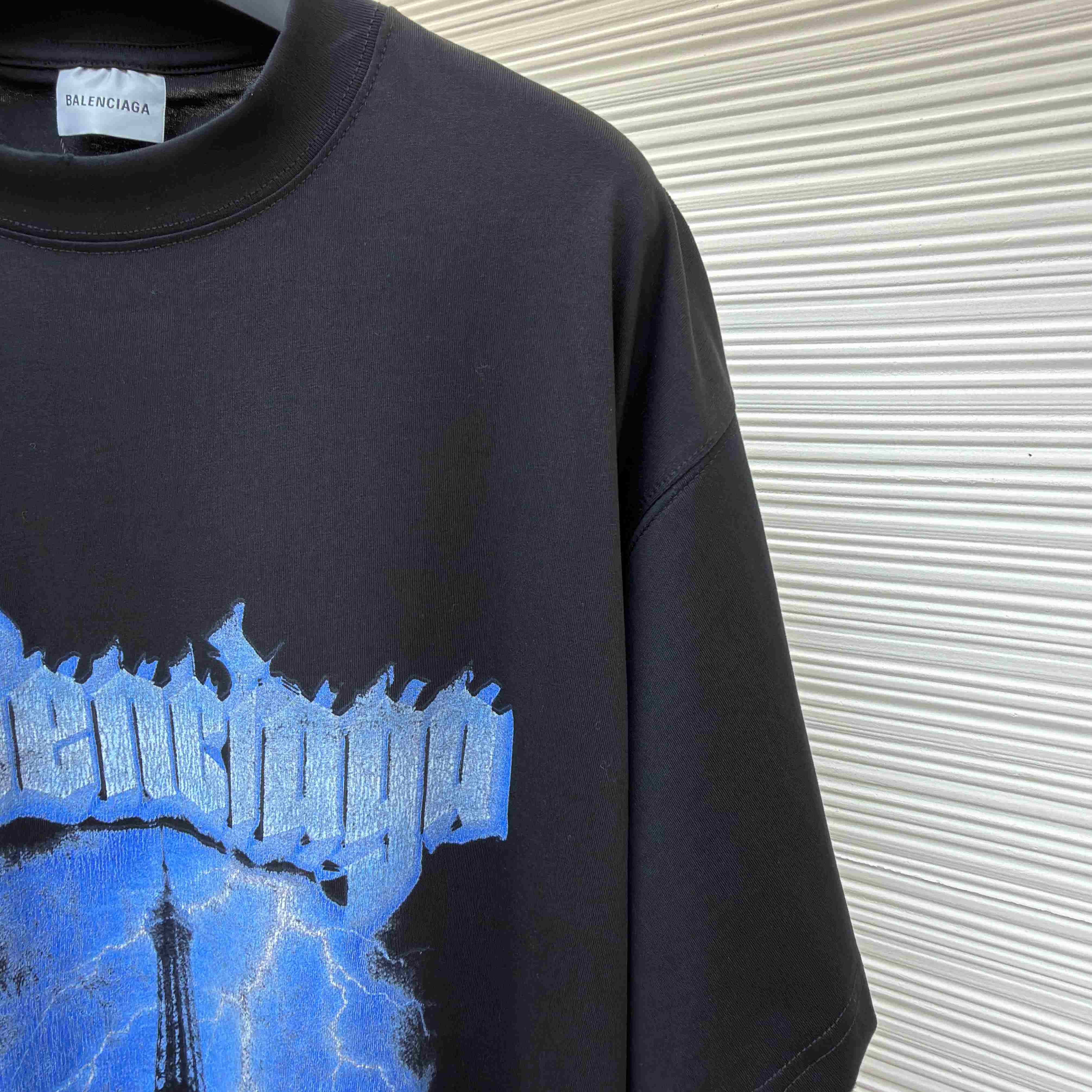 Balenciaga Paris Thunderstorm Oversized T-shirt In Black - FashionPlug