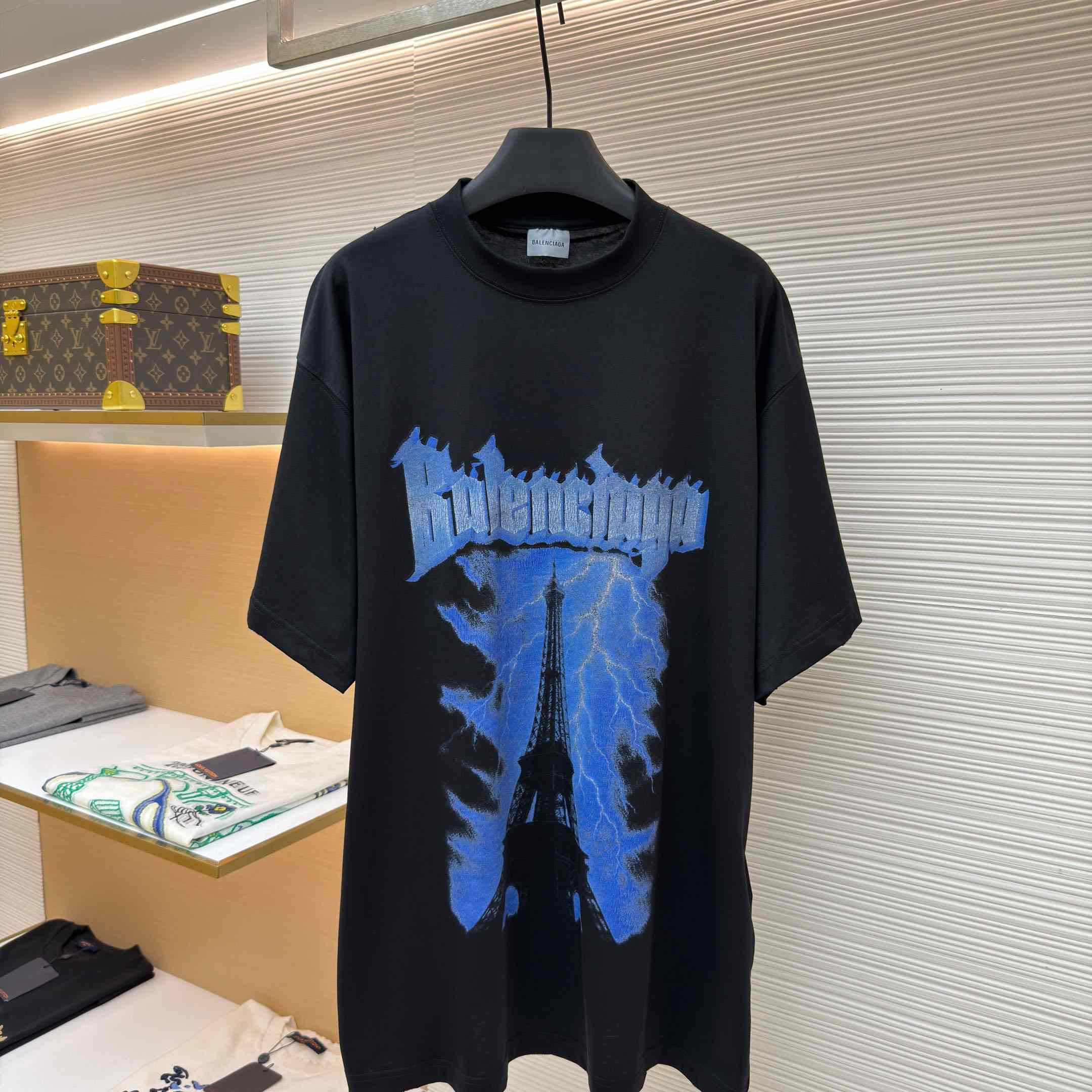 Balenciaga Paris Thunderstorm Oversized T-shirt In Black - FashionPlug