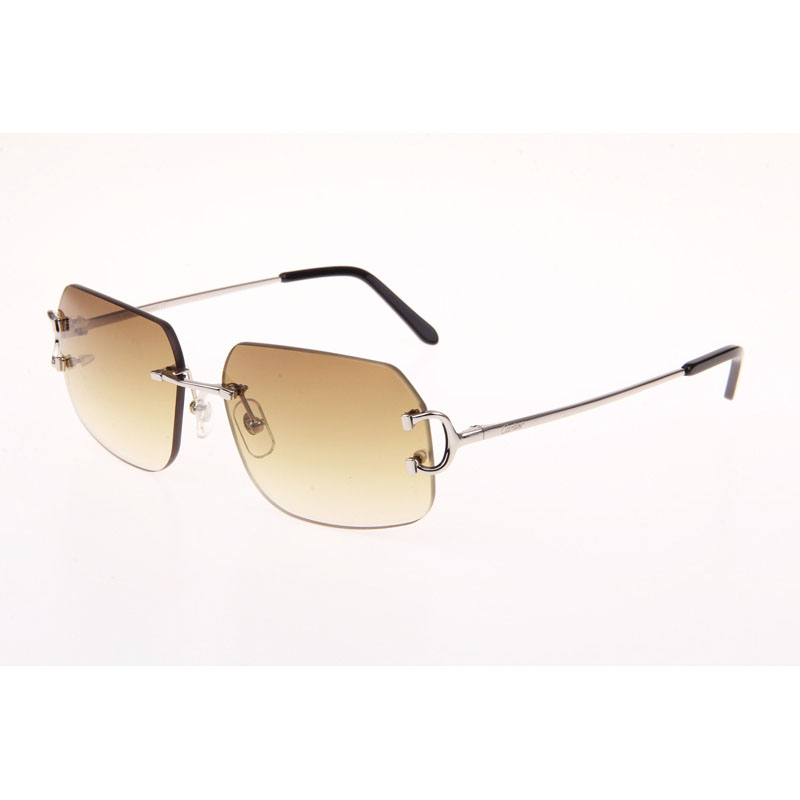 Cartier CT 4193833 Sunglasses In Silver Gradient Brown - FashionPlug