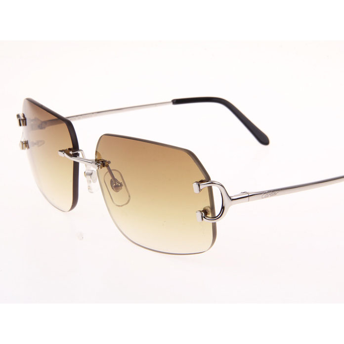 Cartier CT 4193833 Sunglasses In Silver Gradient Brown - FashionPlug