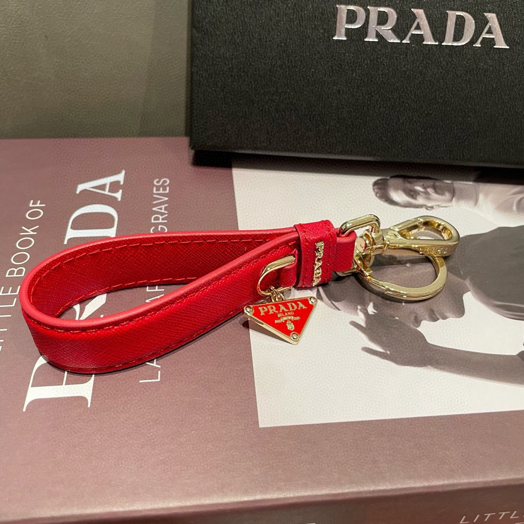 Prada Saffiano Leather Keychain - FashionPlug