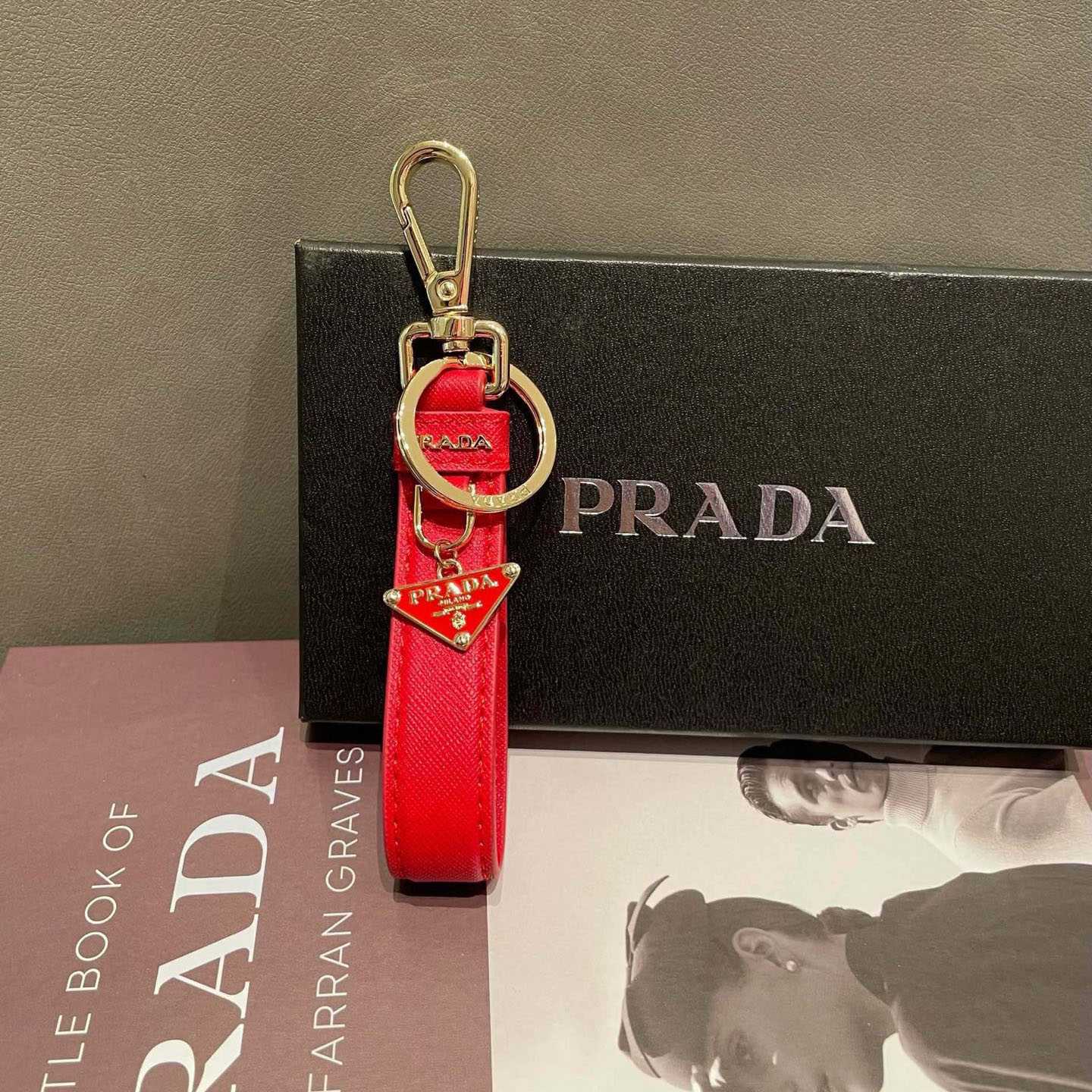 Prada Saffiano Leather Keychain - FashionPlug