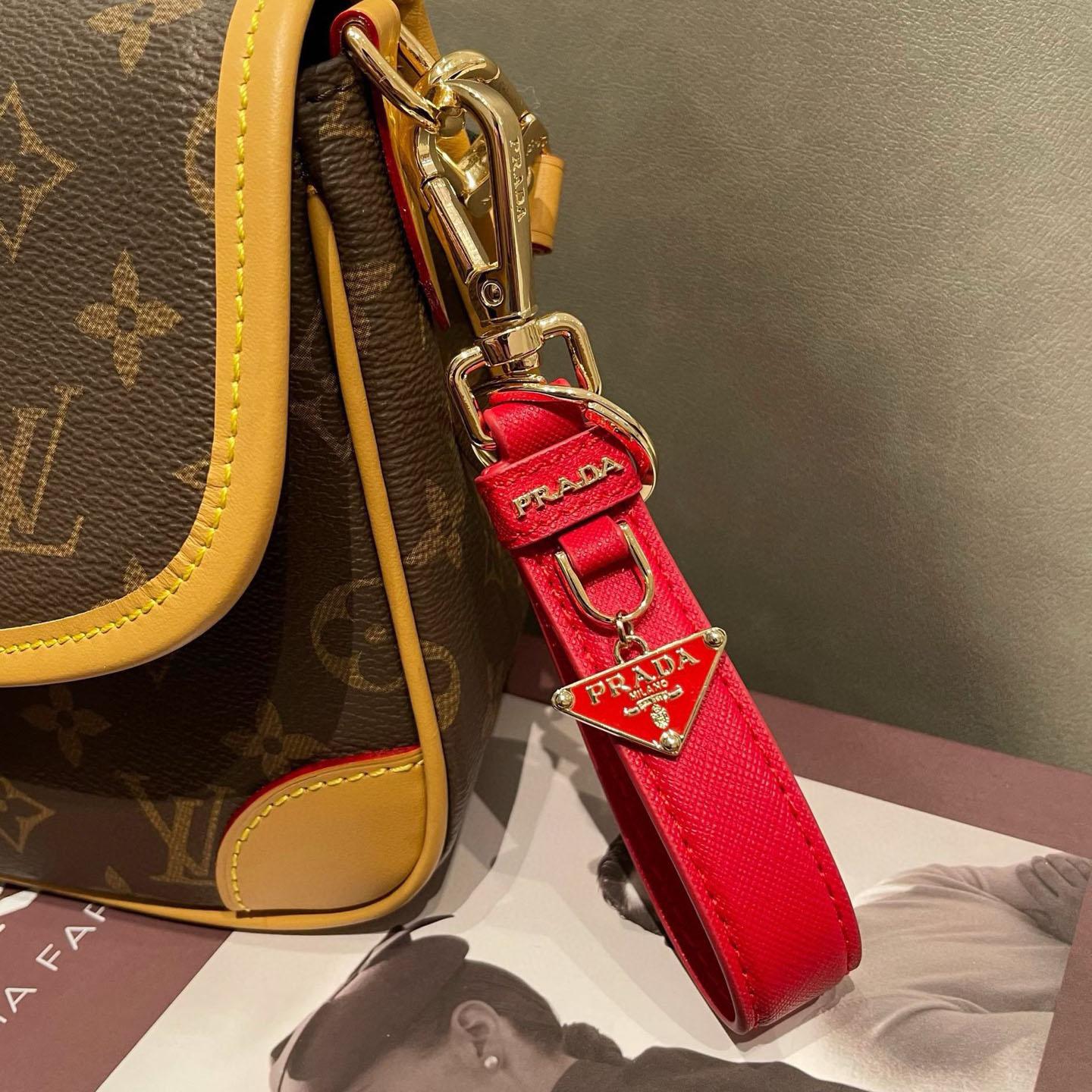 Prada Saffiano Leather Keychain - FashionPlug
