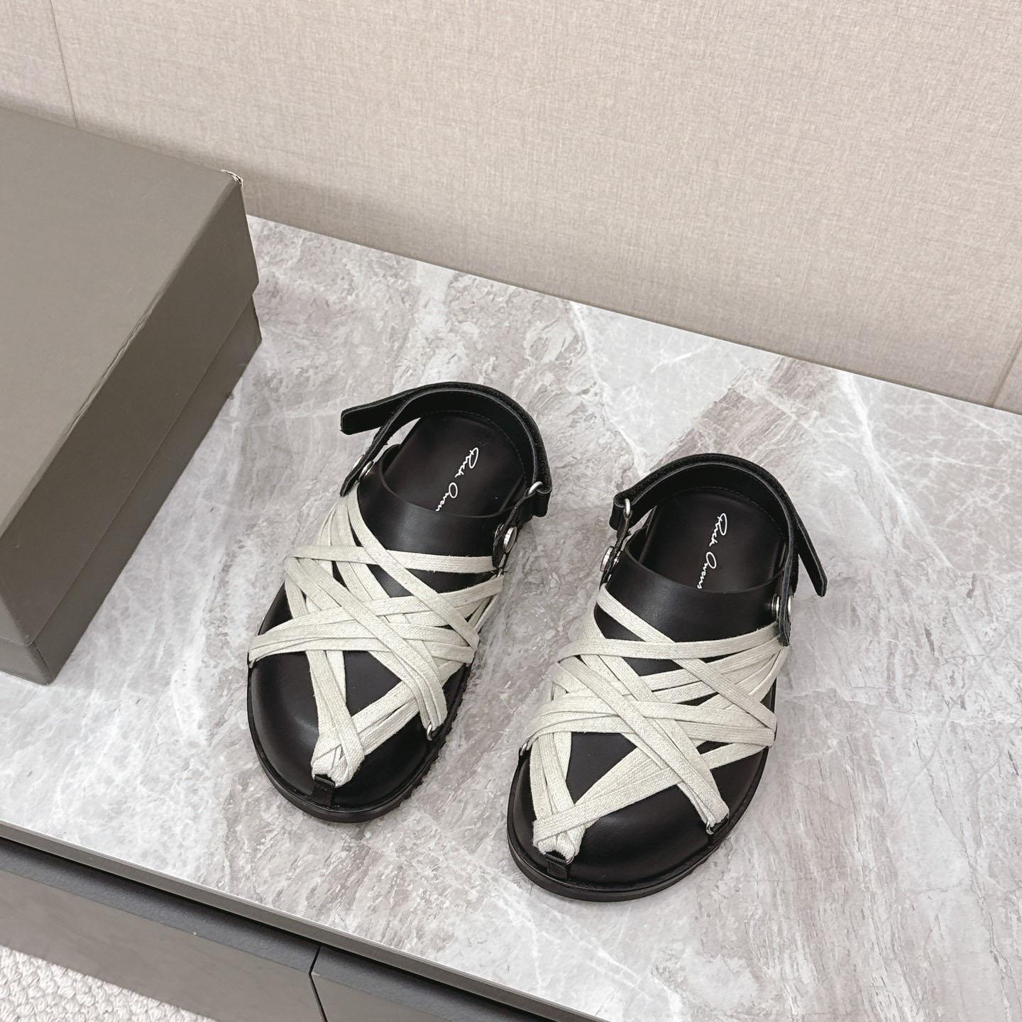 Rick Owens Leather Lace-up Cross-strap Loafers - FashionPlug