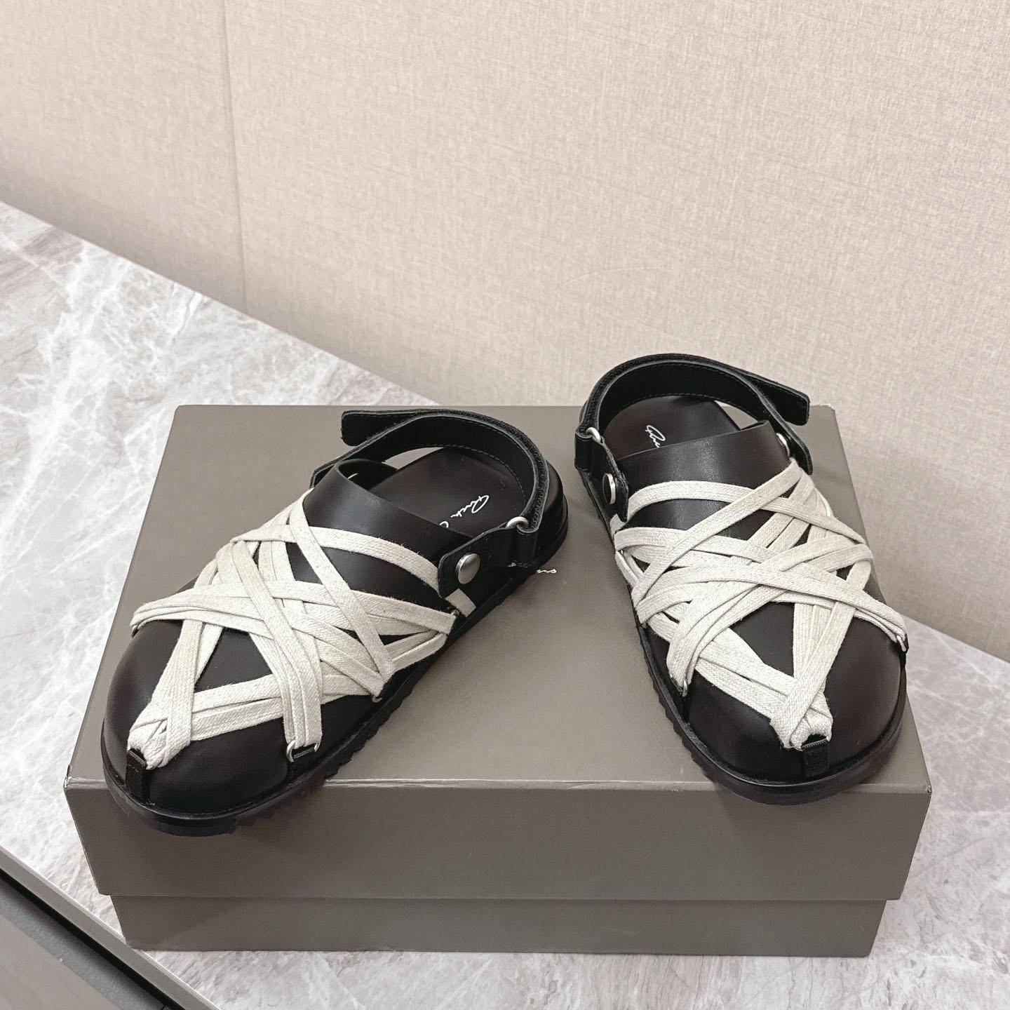 Rick Owens Leather Lace-up Cross-strap Loafers - FashionPlug