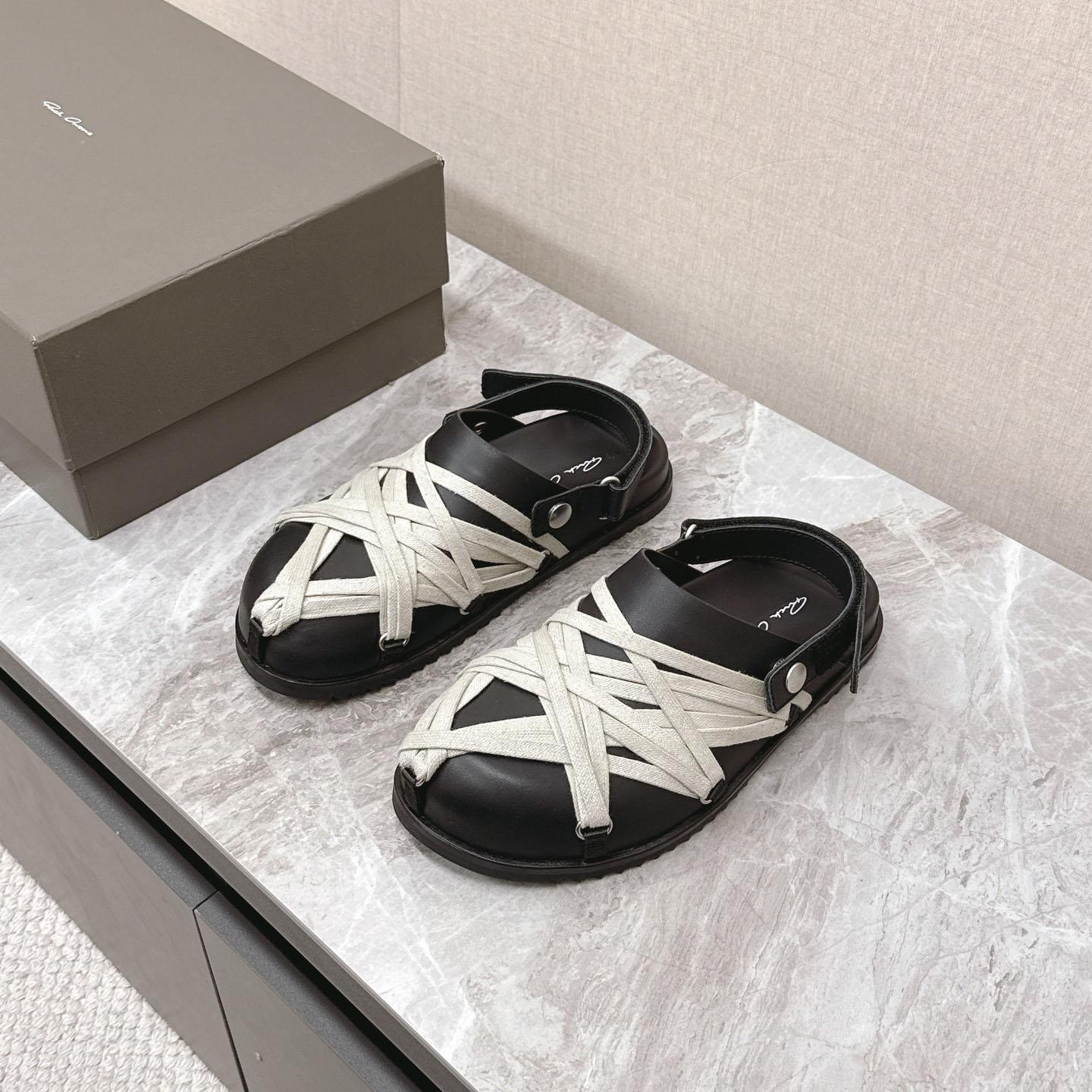 Rick Owens Leather Lace-up Cross-strap Loafers - FashionPlug