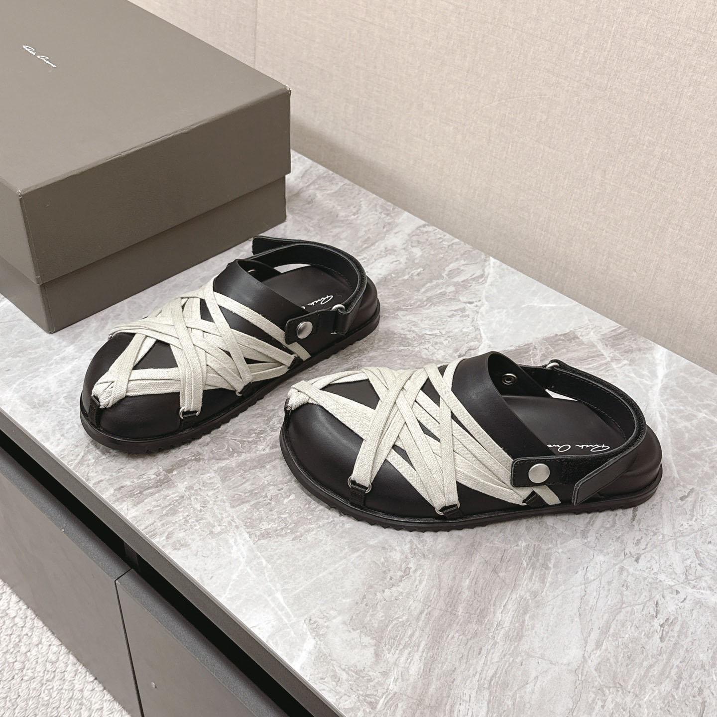 Rick Owens Leather Lace-up Cross-strap Loafers - FashionPlug