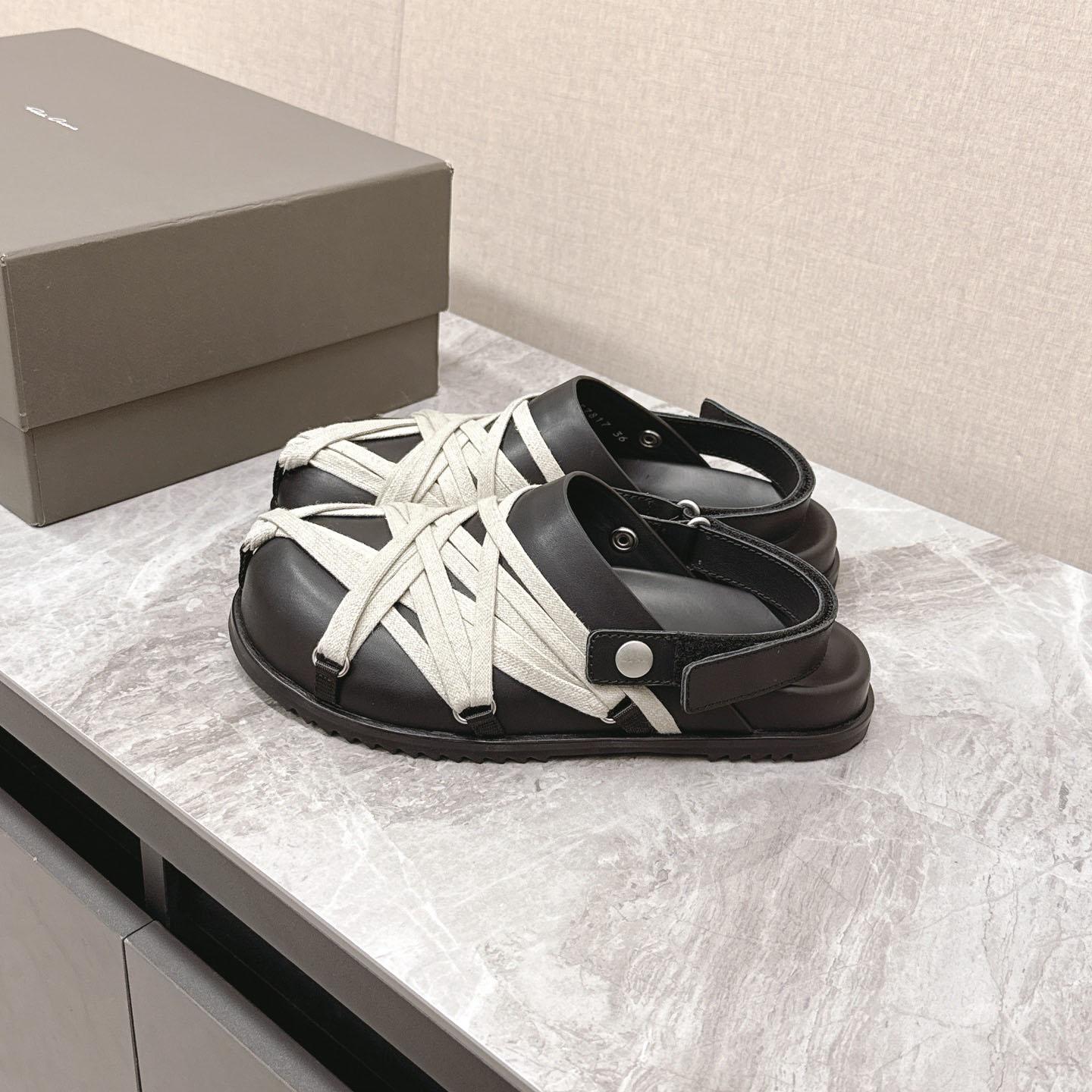 Rick Owens Leather Lace-up Cross-strap Loafers - FashionPlug