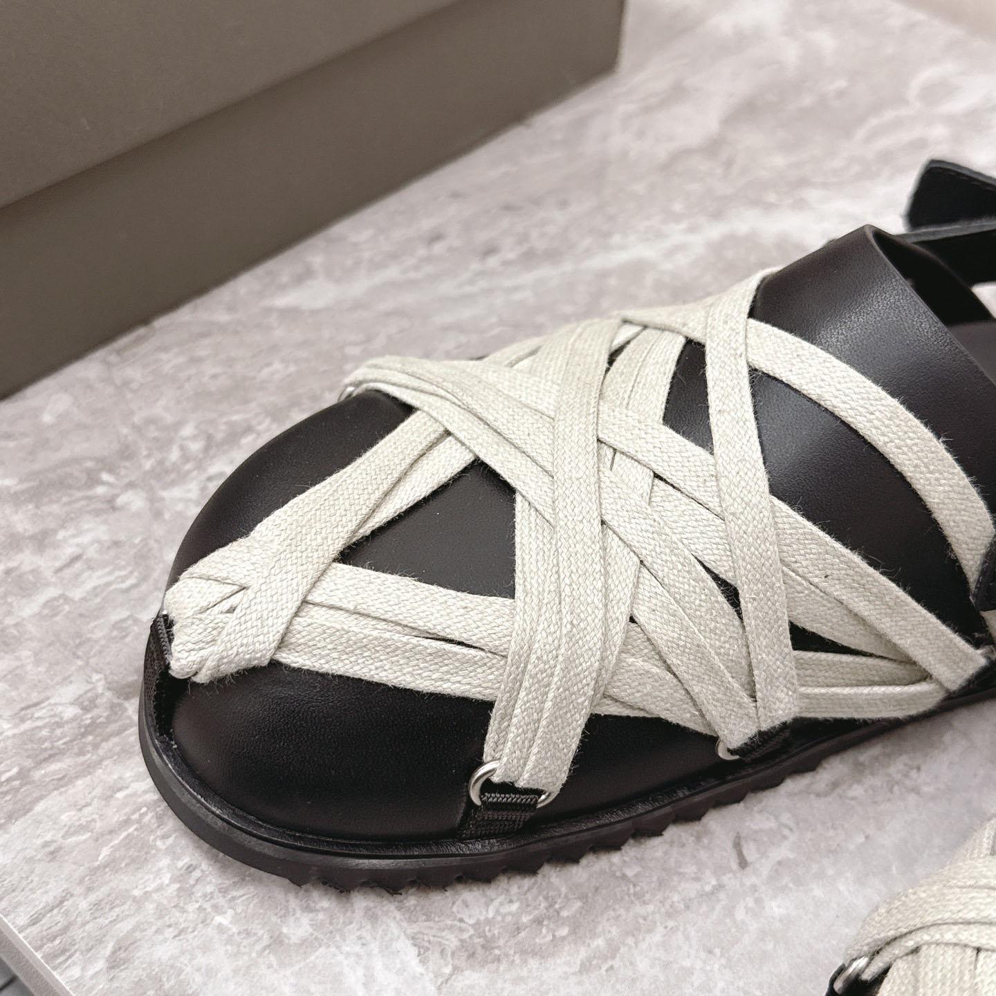 Rick Owens Leather Lace-up Cross-strap Loafers - FashionPlug