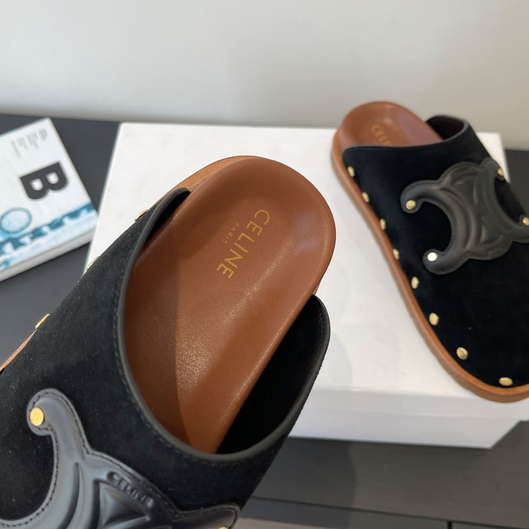 CELINE PITEA CLOG IN Suede Calfskin - FashionPlug