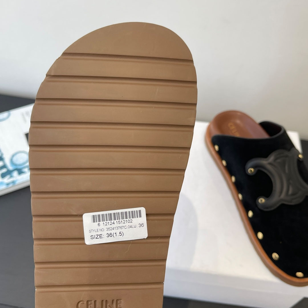 CELINE PITEA CLOG IN Suede Calfskin - FashionPlug