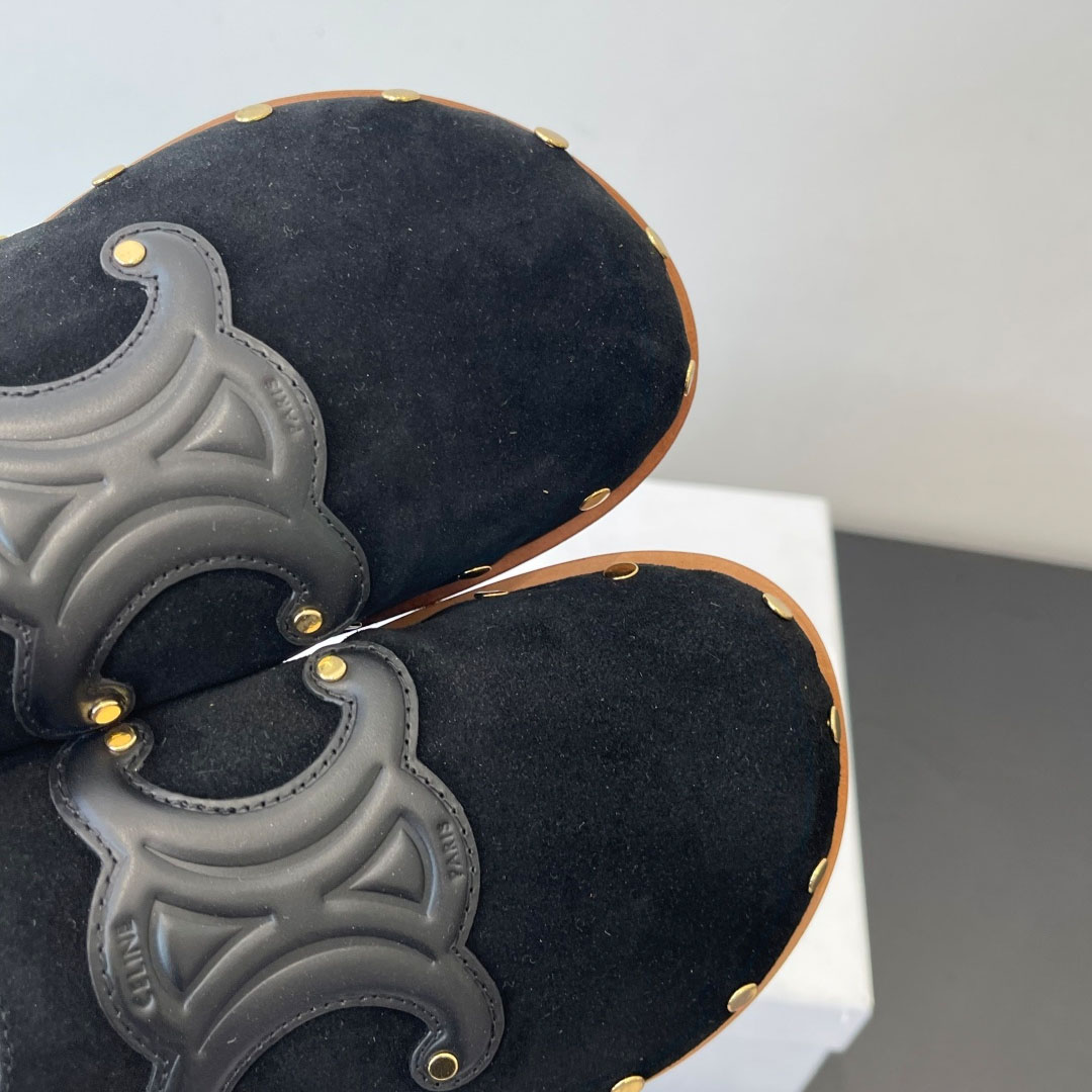 CELINE PITEA CLOG IN Suede Calfskin - FashionPlug