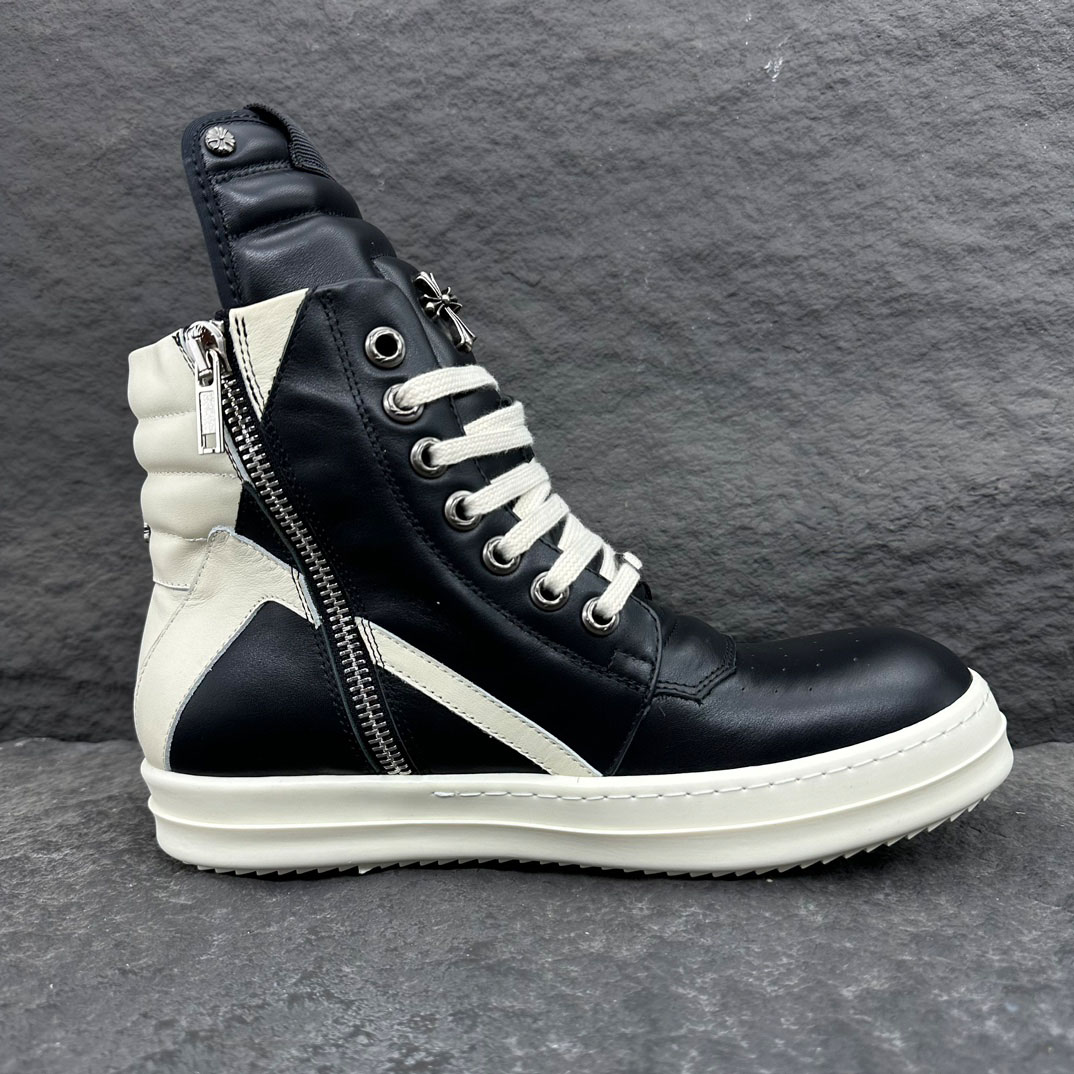 Rick Owens Chrome Hearts x Rick Owens Geobasket High 'Black' - FashionPlug