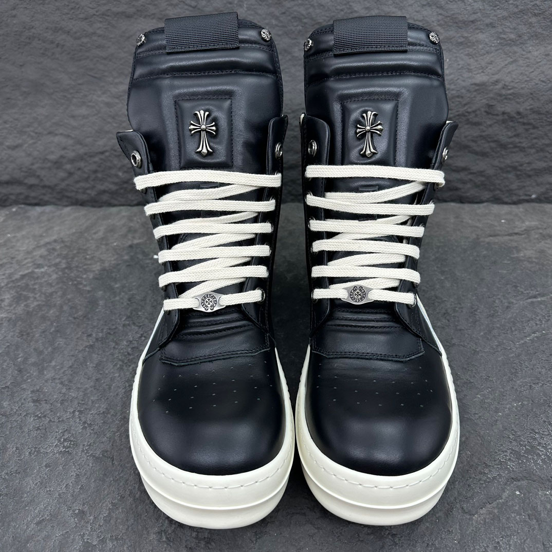 Rick Owens Chrome Hearts x Rick Owens Geobasket High 'Black' - FashionPlug