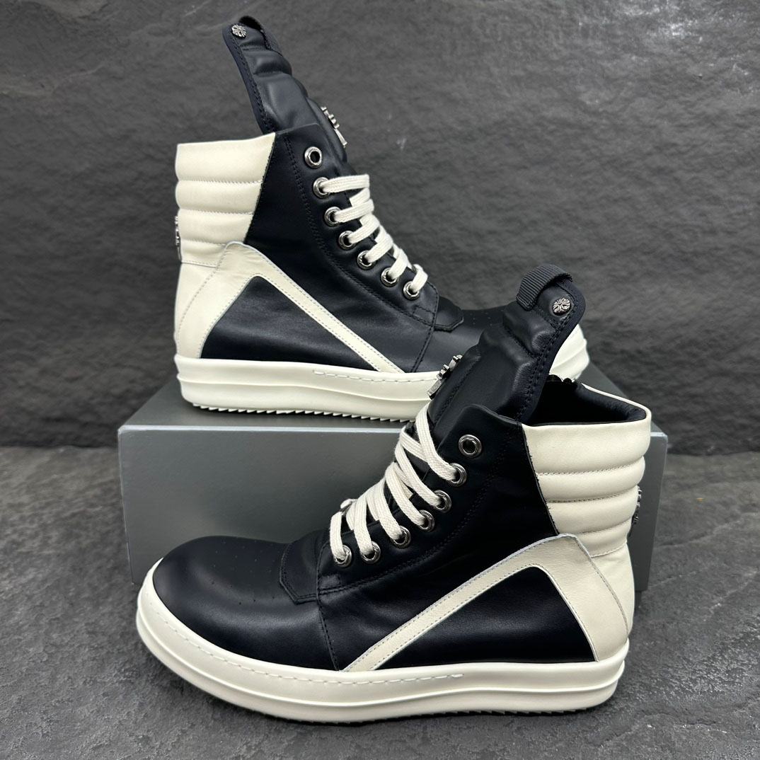 Rick Owens Chrome Hearts x Rick Owens Geobasket High 'Black' - FashionPlug