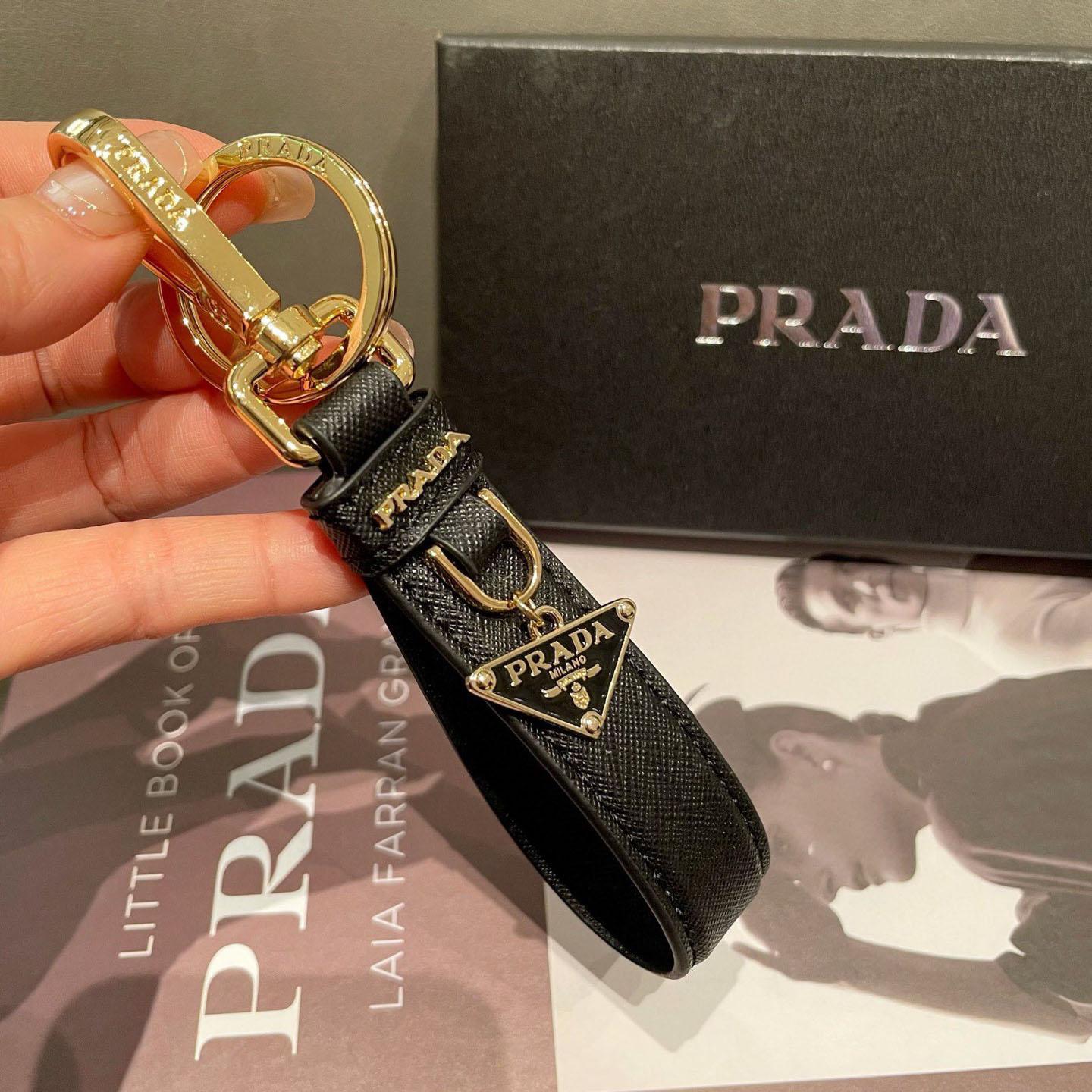 Prada Saffiano Leather Keychain - FashionPlug