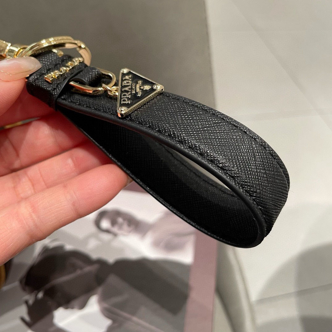 Prada Saffiano Leather Keychain - FashionPlug
