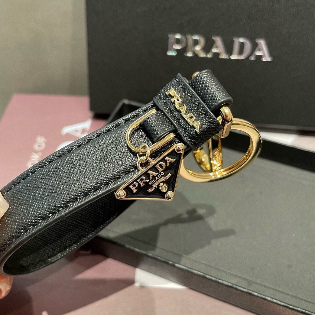 Prada Saffiano Leather Keychain - FashionPlug
