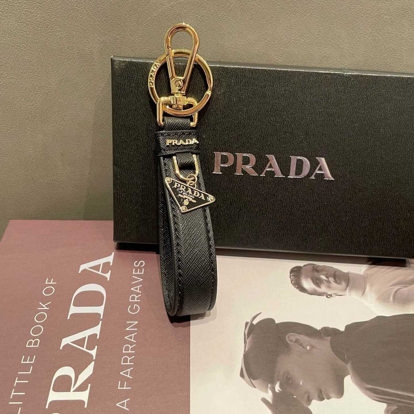 Prada Saffiano Leather Keychain - FashionPlug