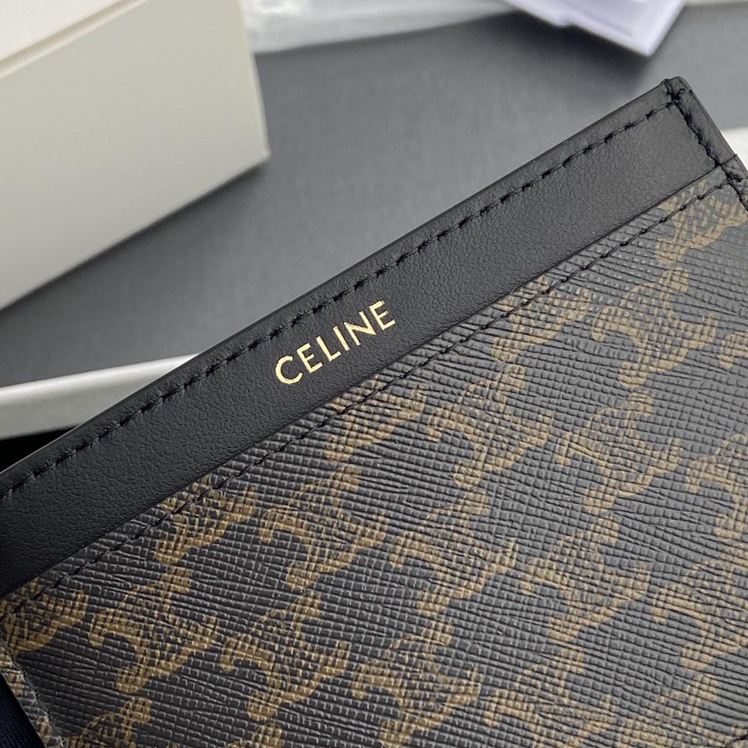 Celine Plain Card Holder IN Triomphe Canvas And Calfskin - FashionPlug