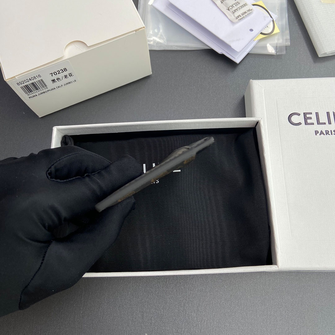 Celine Plain Card Holder IN Triomphe Canvas And Calfskin - FashionPlug