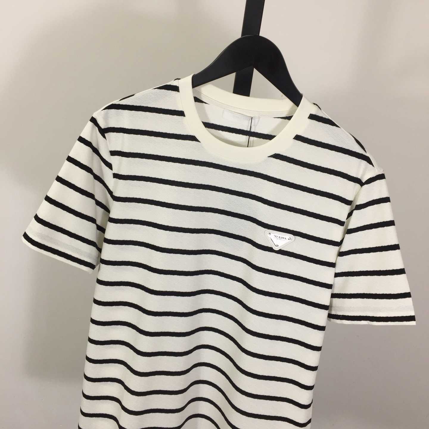 Prada Striped Short Sleeve Cotton T-Shirt - FashionPlug